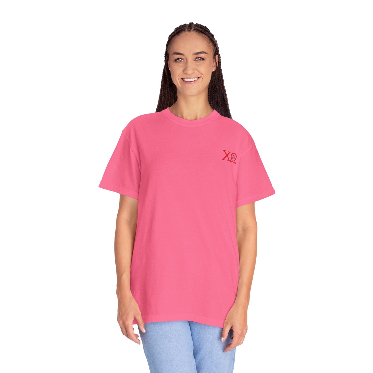 Chi Omega Sister T-Shirt, Sorority Apparel, College Tee, Garment-Dyed Shirt, Greek Life Merchandise, Casual Wear