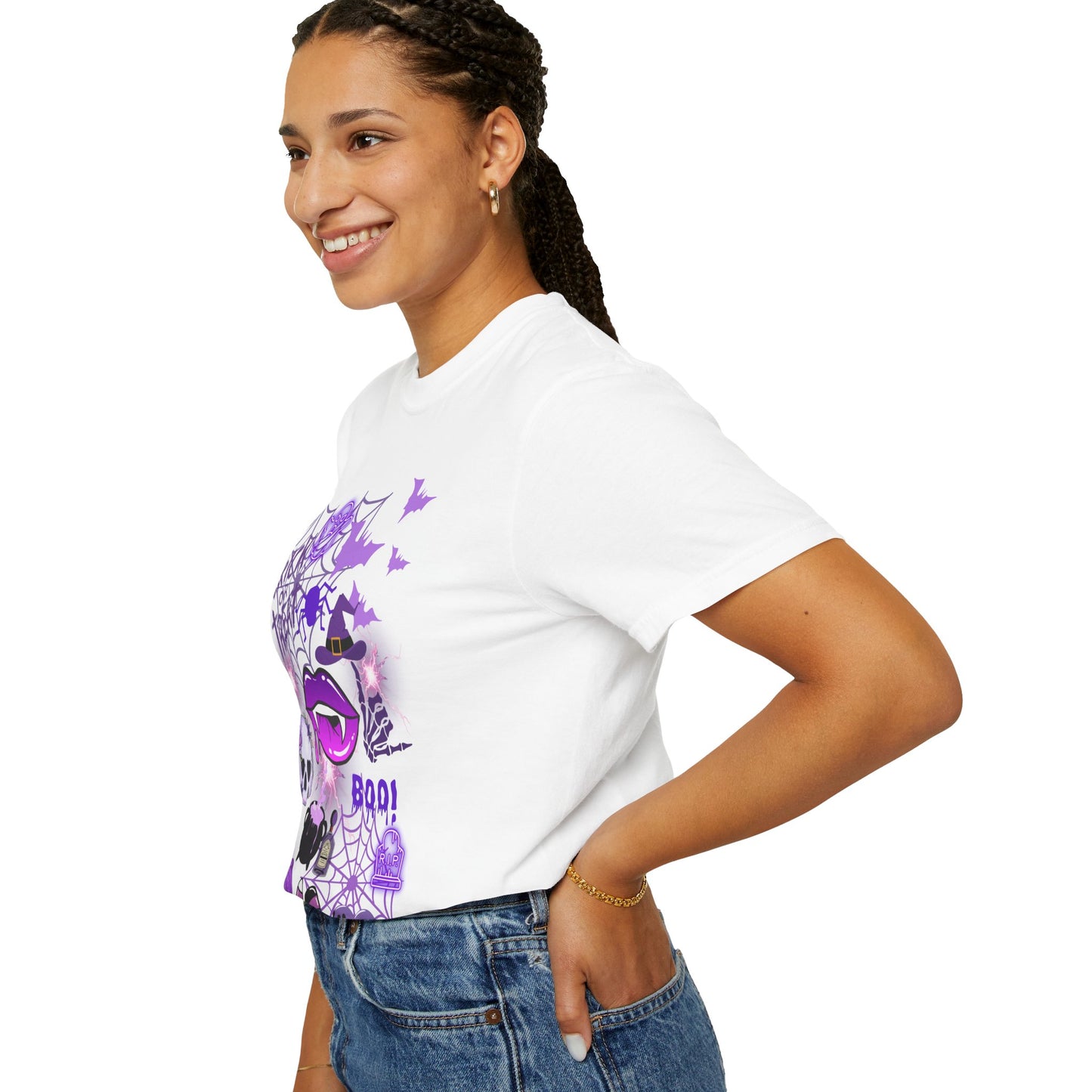 Spooky Purple Vibes Halloween Graphic T-Shirt, Fun Unisex Tee for Spooky Season, Trick or Treat, Boo! Shirt, Halloween Party Wear, Gift Idea
