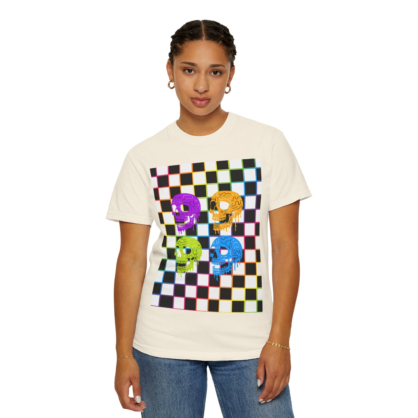 Vibrant Skull Graphic T-Shirt, Unisex Tee, Halloween Outfit, Alternative Fashion, Festival Wear, Casual Street Style