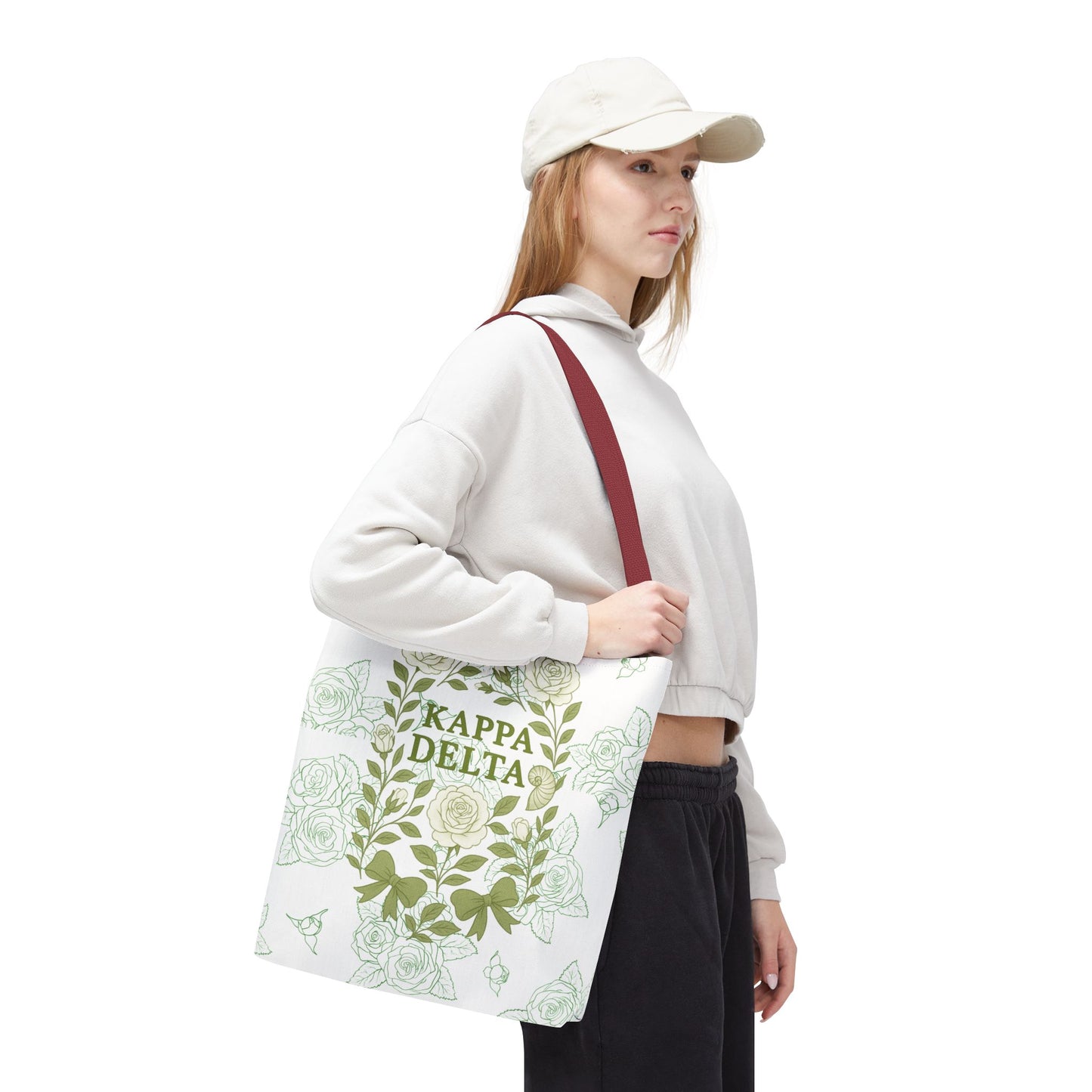 Elegant Kappa Delta Tote Bag, Floral AOP Design, Sorority Bag, Gift for Sisters, Eco-Friendly Shopping Bag