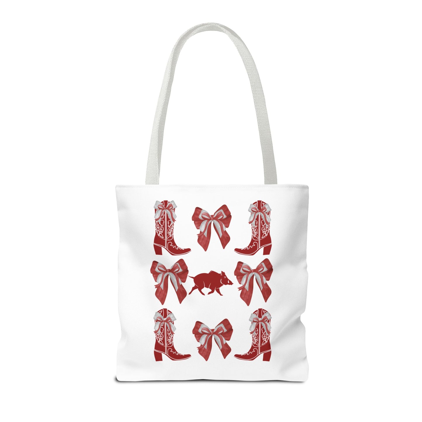 Arkansas Coquette Bow Chic Tote Bag - Stylish Carryall for Cowgirls, Woo Pig Gifts, AR Razorback Fan Gift, Arkansas Game Day Tote, Graduation Gift, Arkansas Alumni
