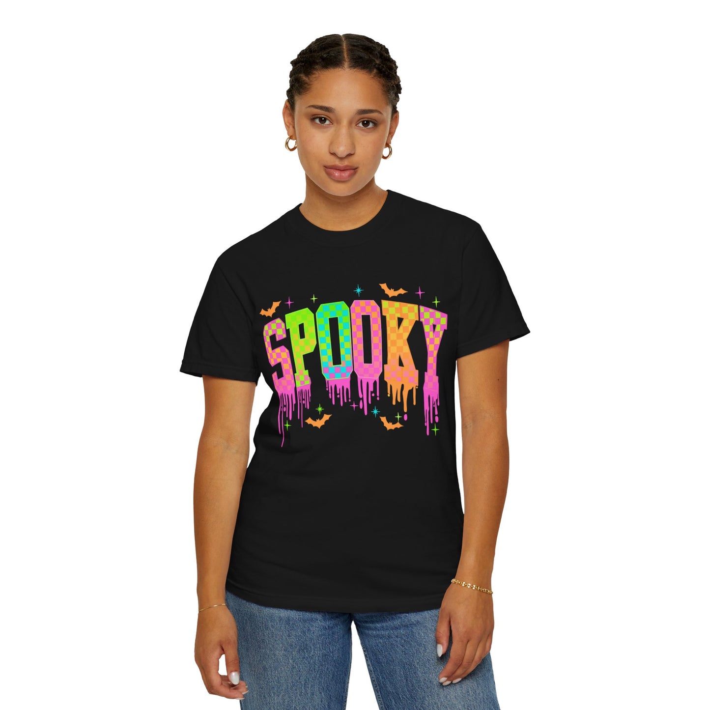 Colorful Neon Checkered Spooky T-Shirt