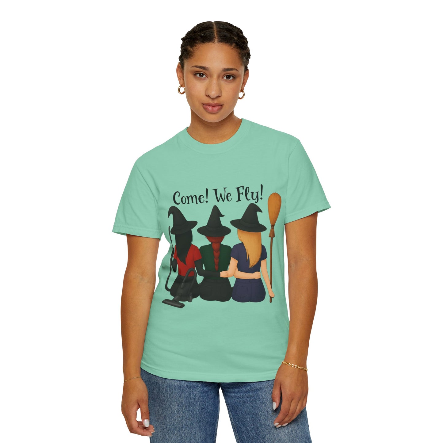 Witchy Halloween T-shirt - Come We Fly Unisex Garment-Dyed Tee