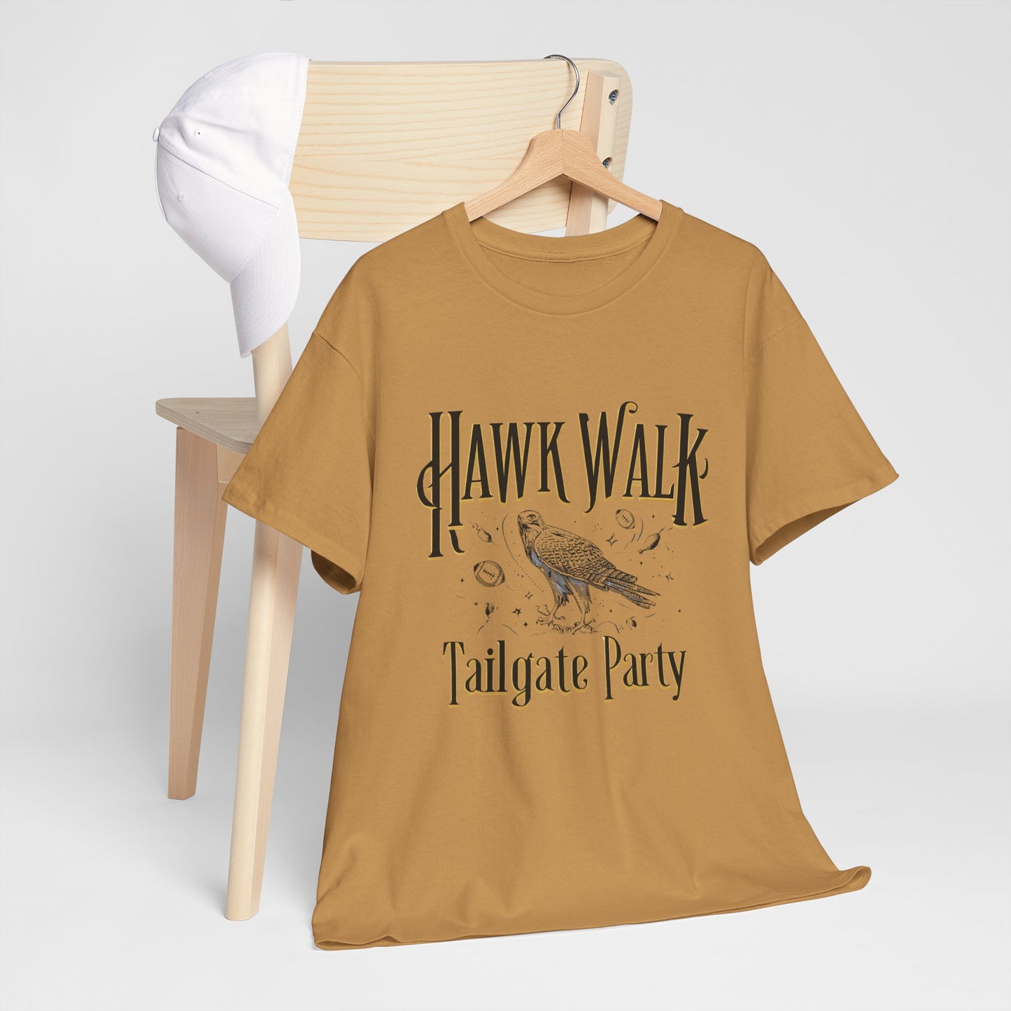 Hawk Walk Tailgate Tee, Unisex Cotton Shirt, Outdoor Event T-Shirt, Festival Wear, Bird Lover Gift, Sports Gathering Apparel