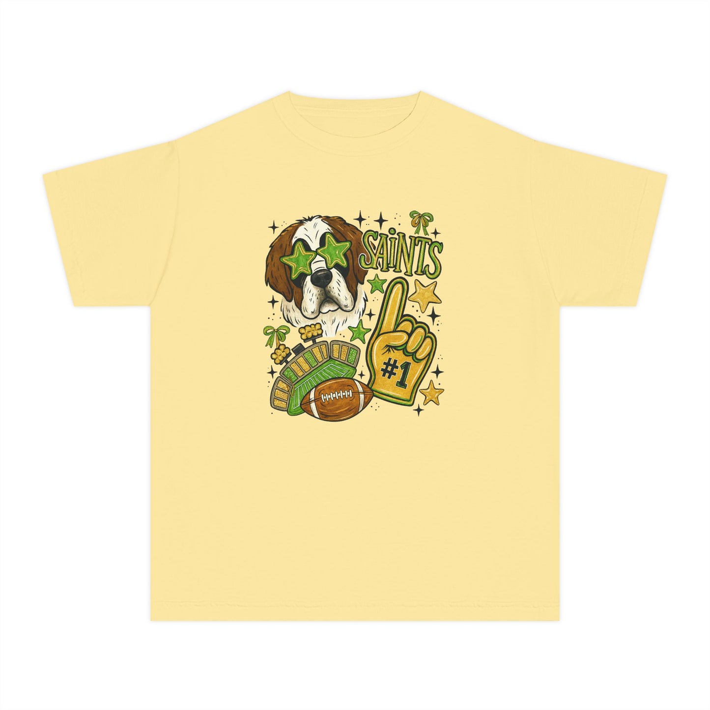 Saints Fan Youth Midweight Tee, Youth Sports Shirt, Kids Game Day Tee, Football Shirt, Youth Cheer Shirt, Holiday Gift for Kids