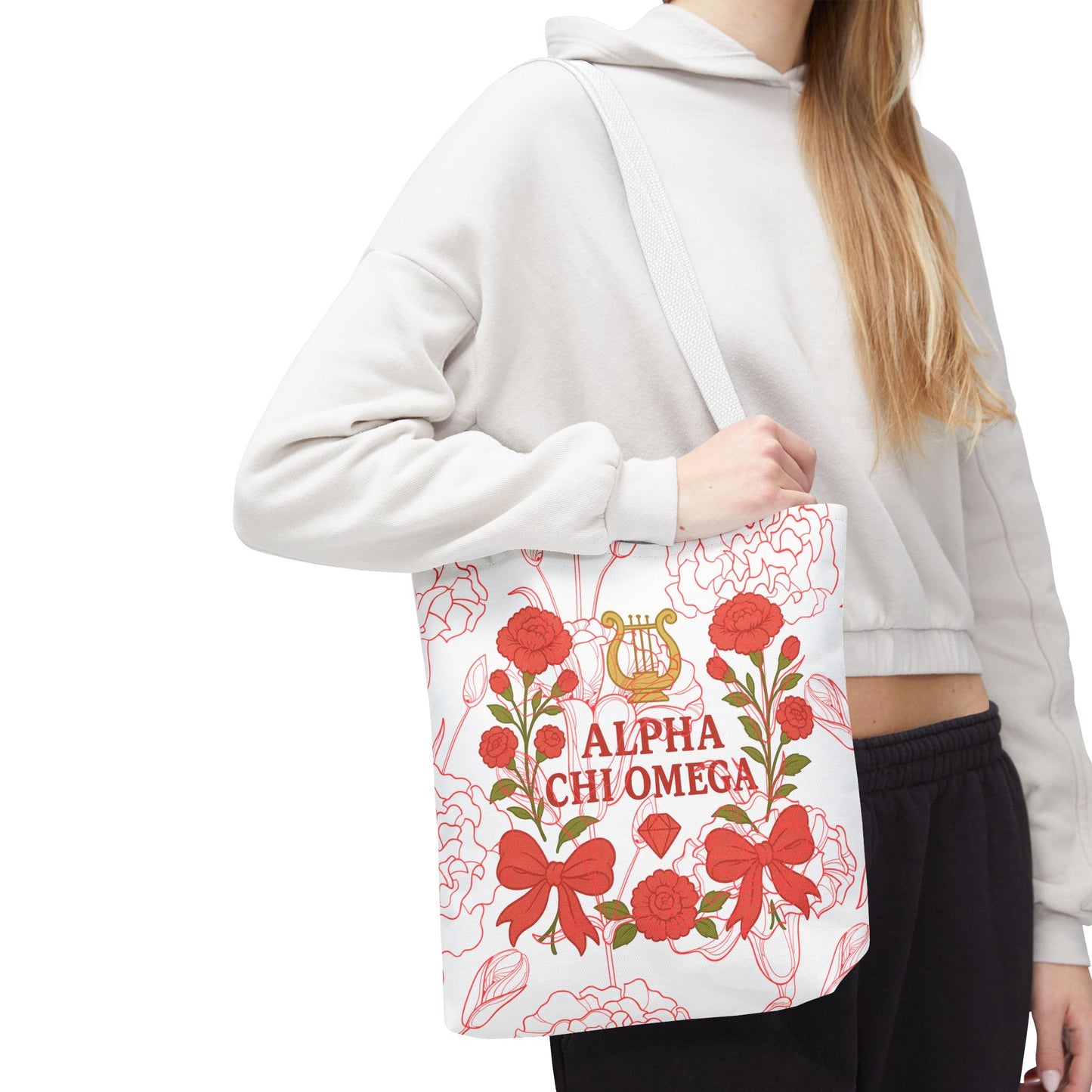 Floral Sorority Alpha Chi Omega Tote Bag, College Essentials, Gift for Sorority Sisters, Eco-Friendly Shopping Tote, Alpha Chi Omega Apparel