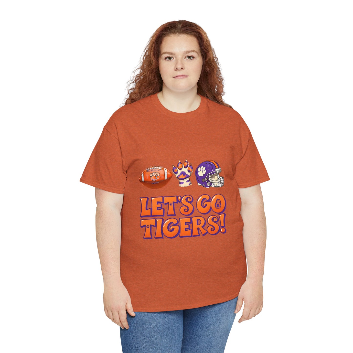 Unisex Heavy Cotton Tee - Let's Go Tigers! Sports Fan Tee, Game Day Shirt, Tailgate Apparel, Team Pride Top, College Football Gear