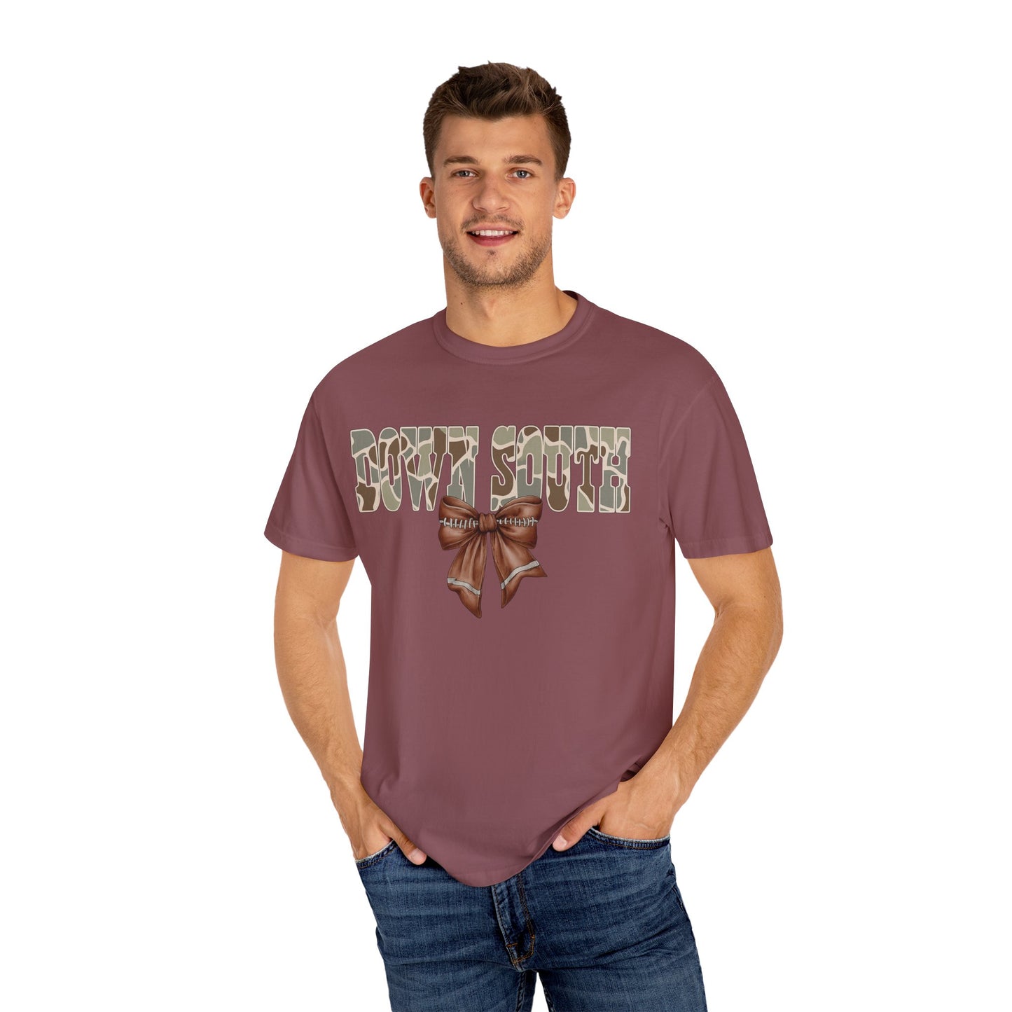 Camo Bow Graphic Tee - Trendy Apparel for Casual Outings and Birthdays