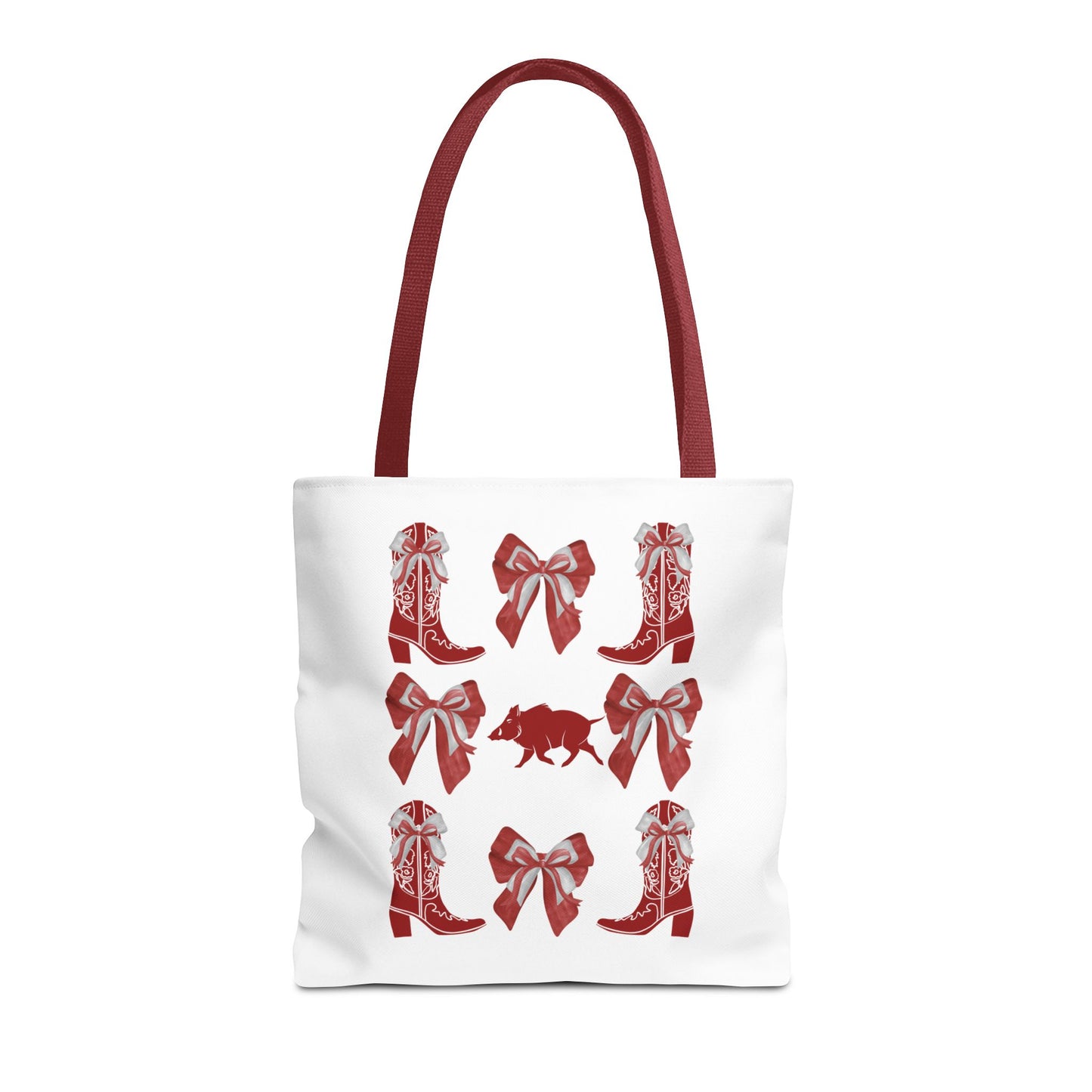 Arkansas Coquette Bow Chic Tote Bag - Stylish Carryall for Cowgirls, Woo Pig Gifts, AR Razorback Fan Gift, Arkansas Game Day Tote, Graduation Gift, Arkansas Alumni