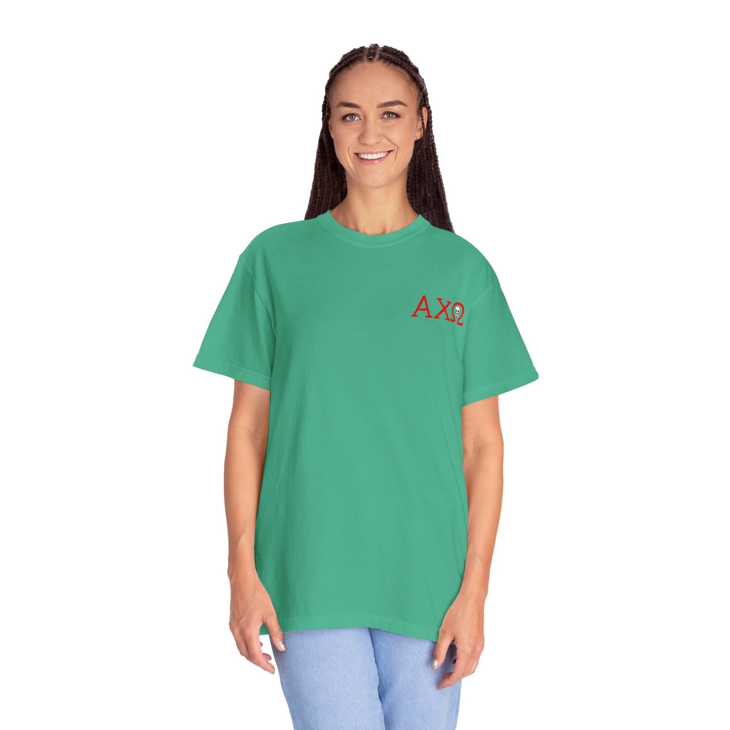Alpha Chi Omega Garment-Dyed T-shirt, Unisex College Apparel, Sorority Shirt, Graduation Gift, Vintage Style Tee