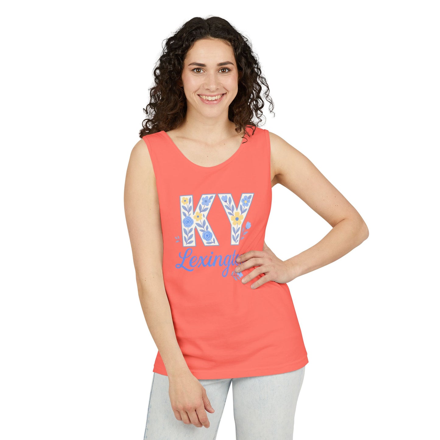 Kentucky Floral Letter Tank Top, Summer Tank, Cute Souvenir, Unisex Summer Apparel, Gift for Her, Comfort Colors, Graduation Gift