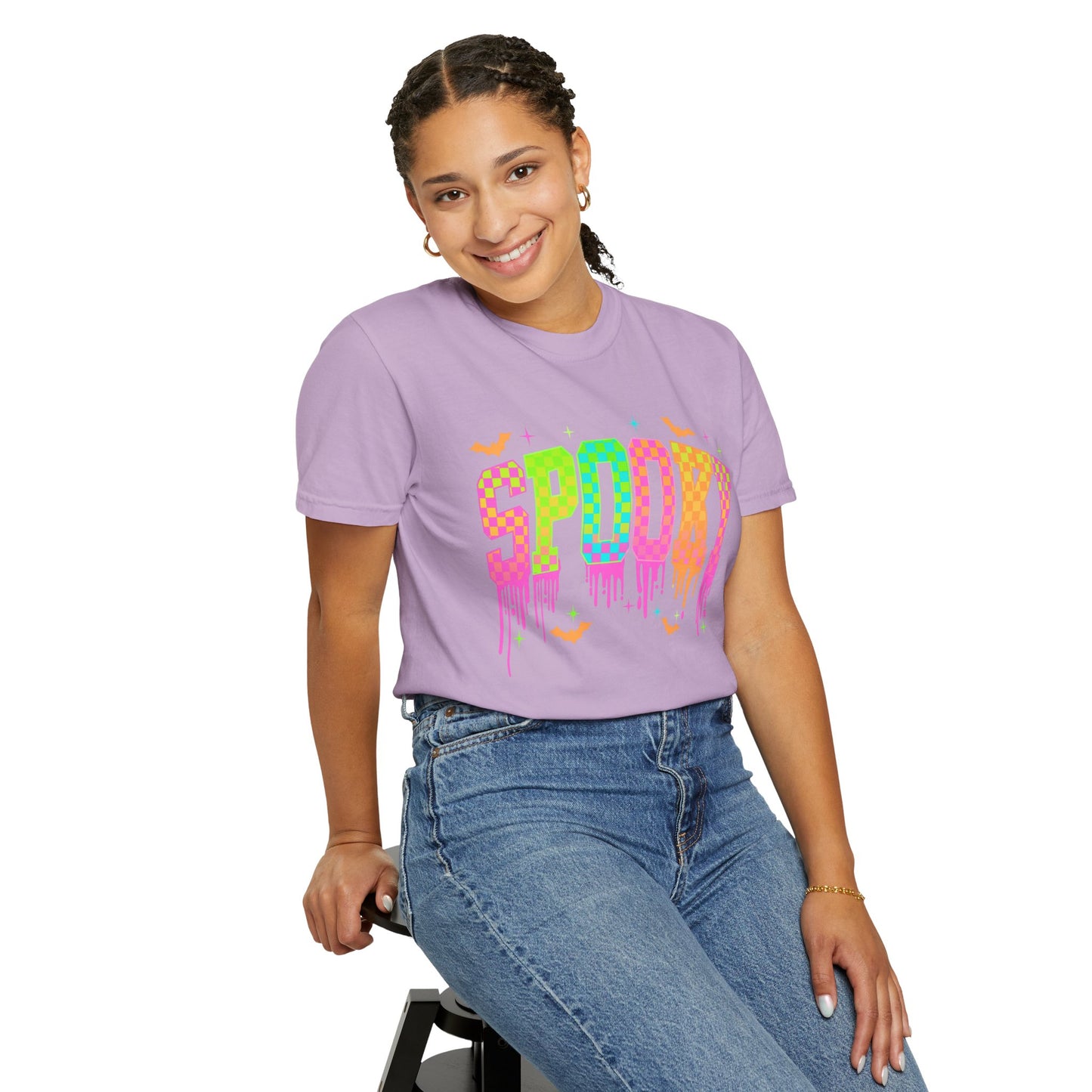 Colorful Neon Checkered Spooky T-Shirt