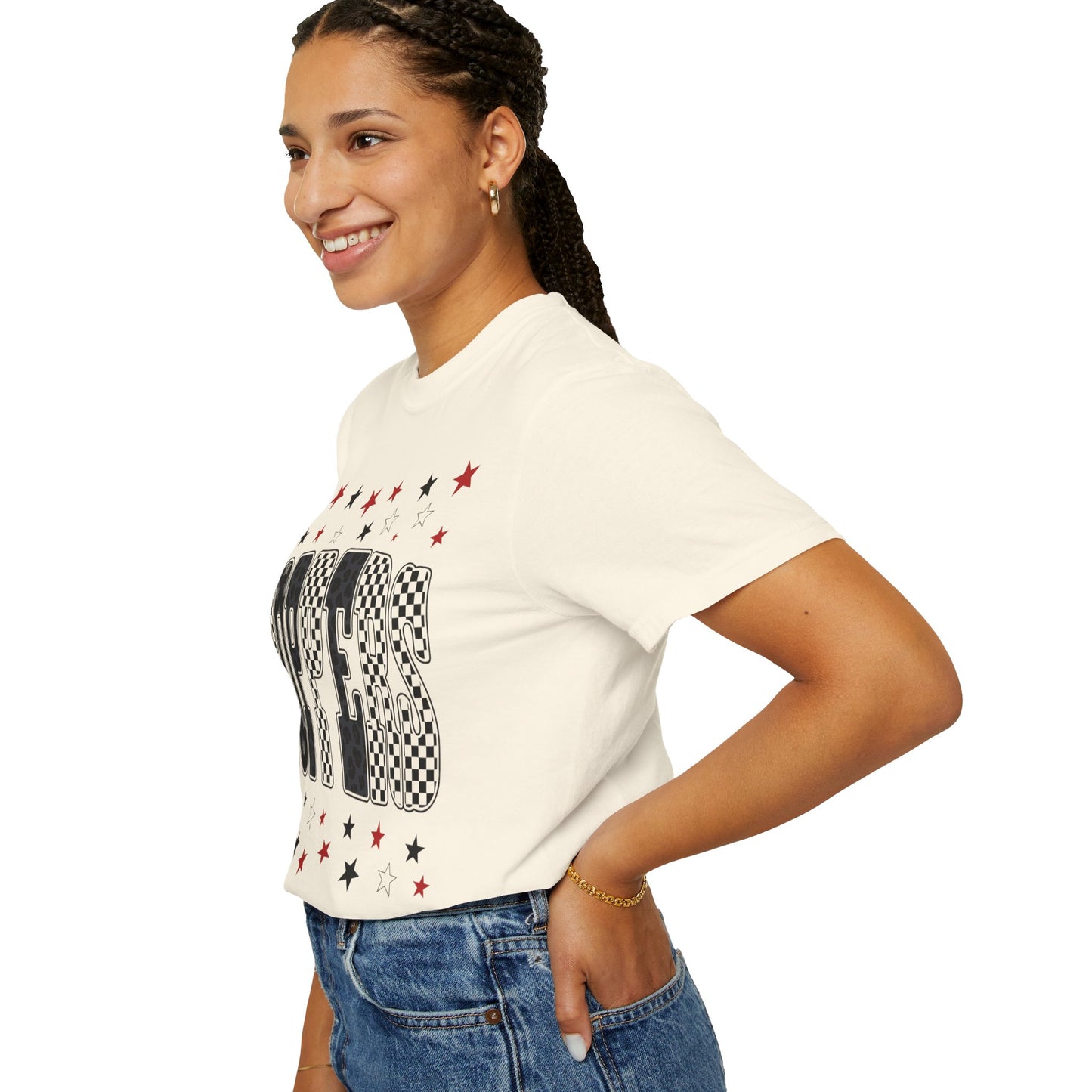 Topper Star and Checker Pattern Graphic Tee
