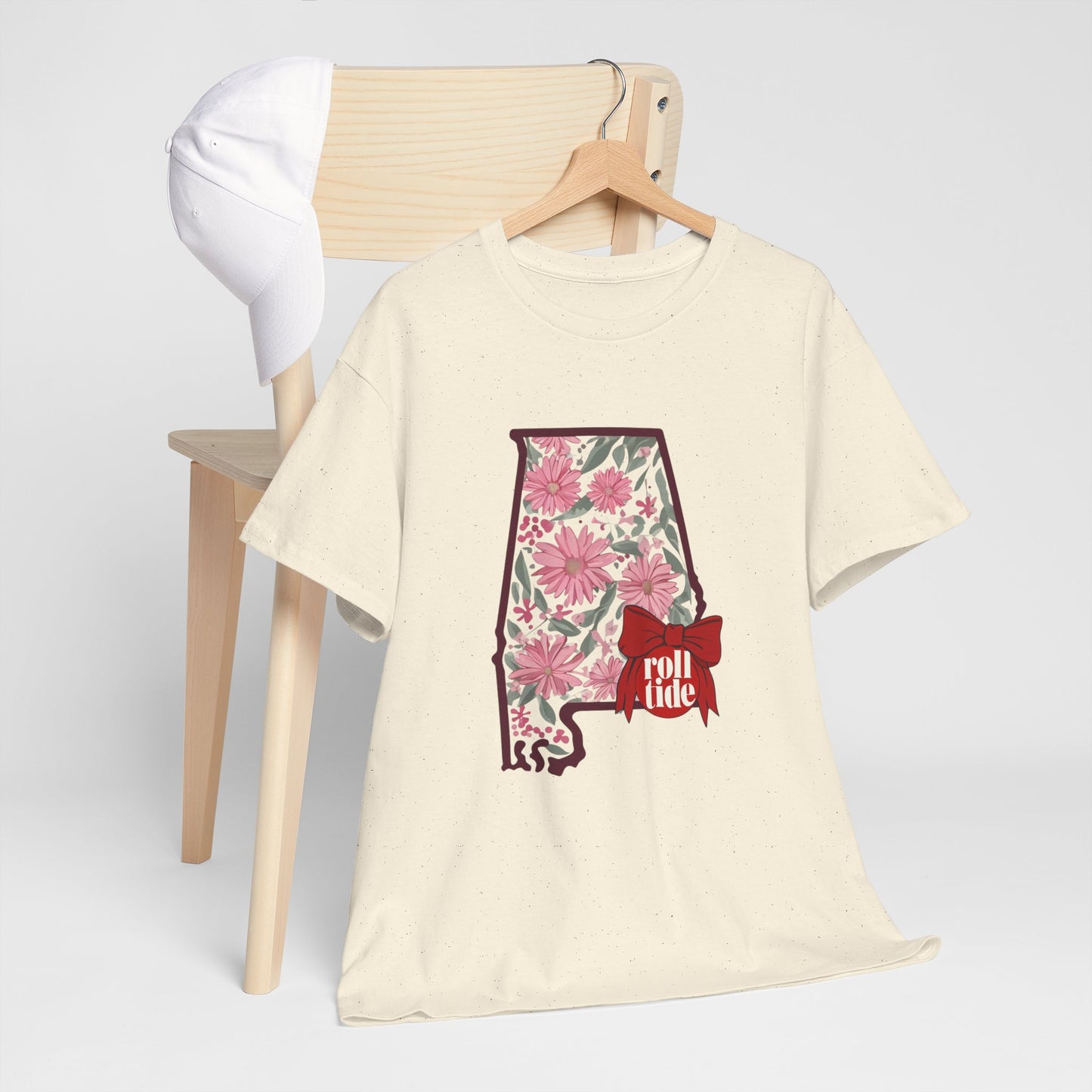 Floral Alabama Tee - Roll Tide Unisex Heavy Cotton T-Shirt, Casual Wear, Game Day Outfit, College Apparel, Southern Pride