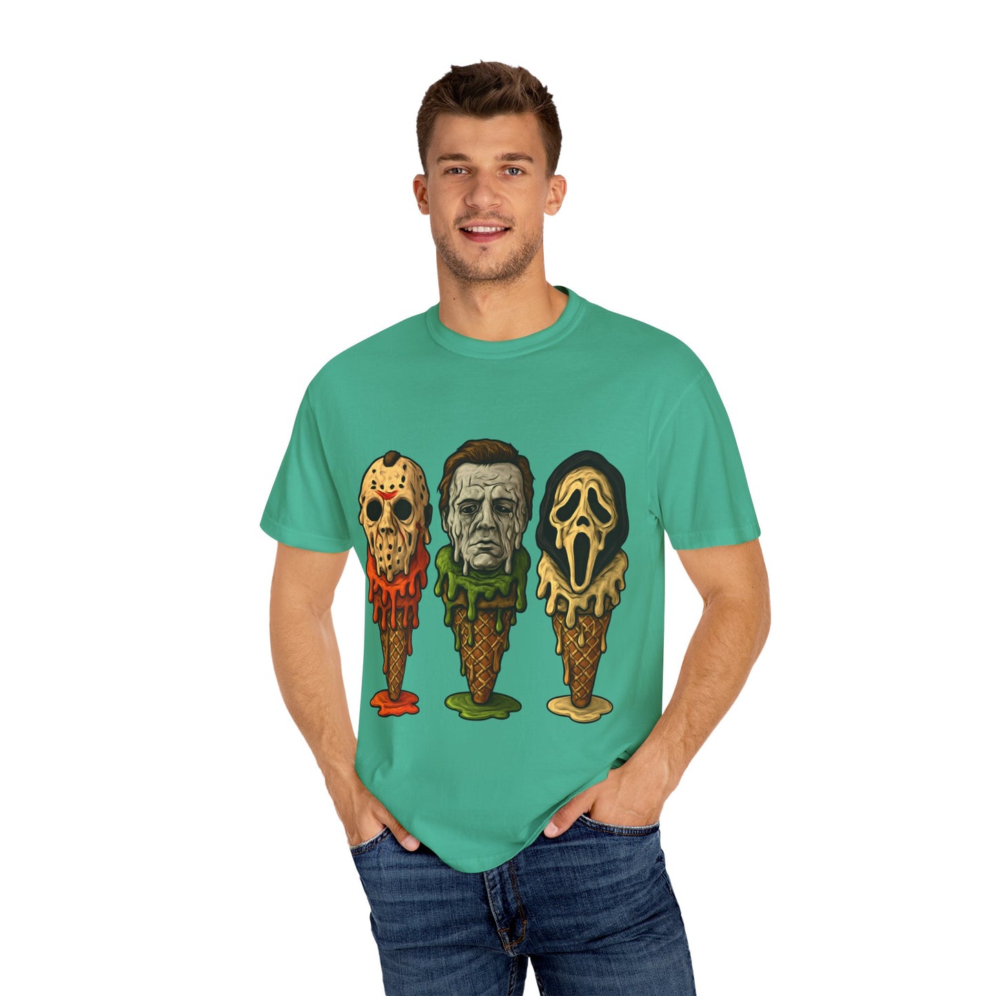Halloween Horror Movie T-Shirt with Iconic Characters, Unisex Casual Tee for Gifting, Summer Fun, Halloween Costume, Movie Lovers