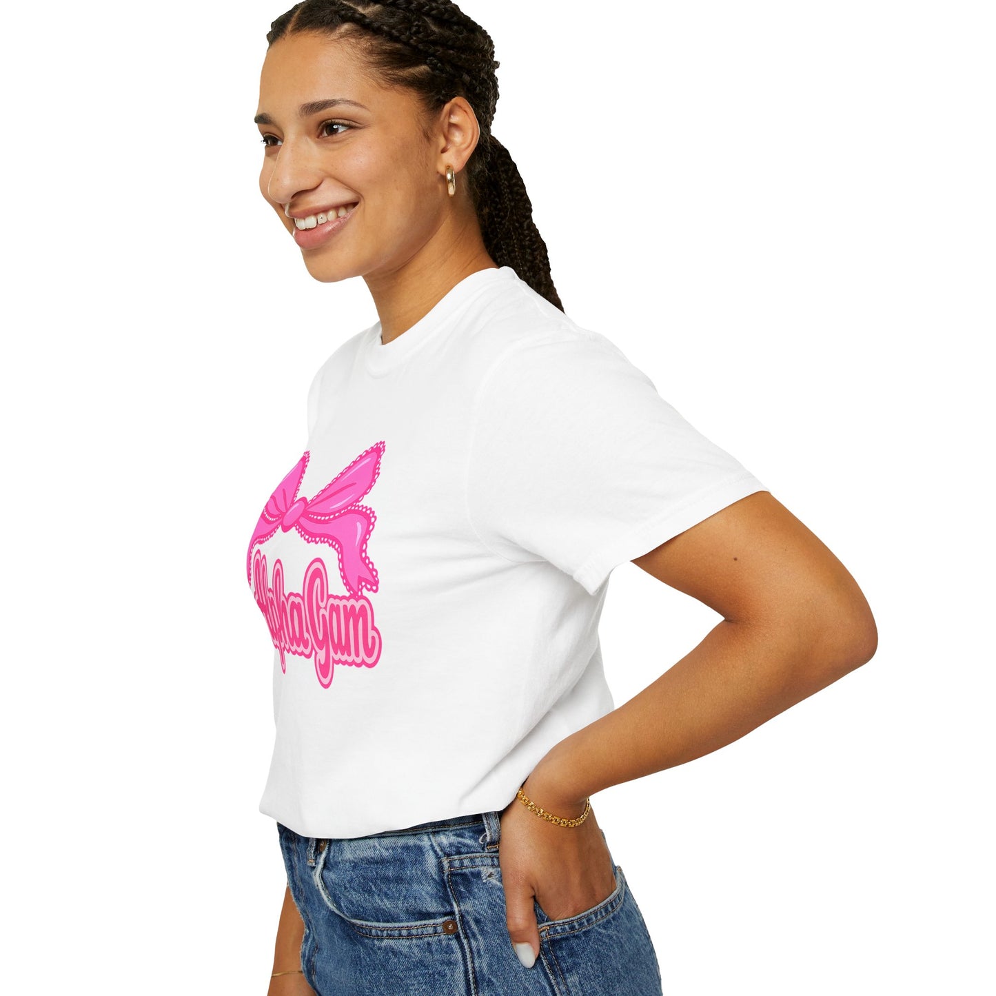AlphaGam Bow T-Shirt | Unisex Garment-Dyed Tee for Sorority Sisters, College Apparel, Gifts for Greek Life, Casual Outfit, Sorority [...]