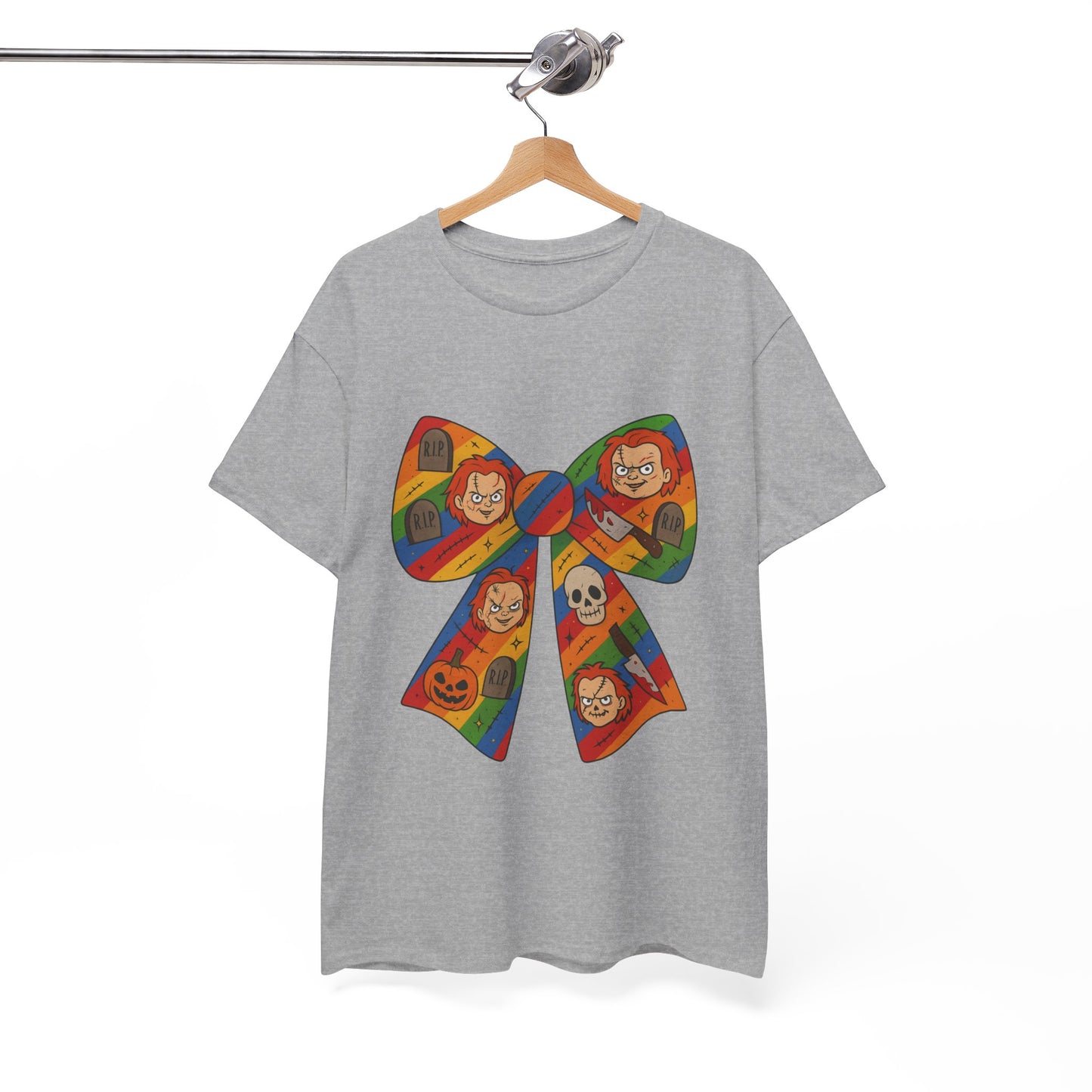Colorful Halloween Bow Tee, Fun Costume T-Shirt, Halloween Party Shirt, Unisex Graphic Tee, Cozy Everyday Wear, Unique Gift Idea