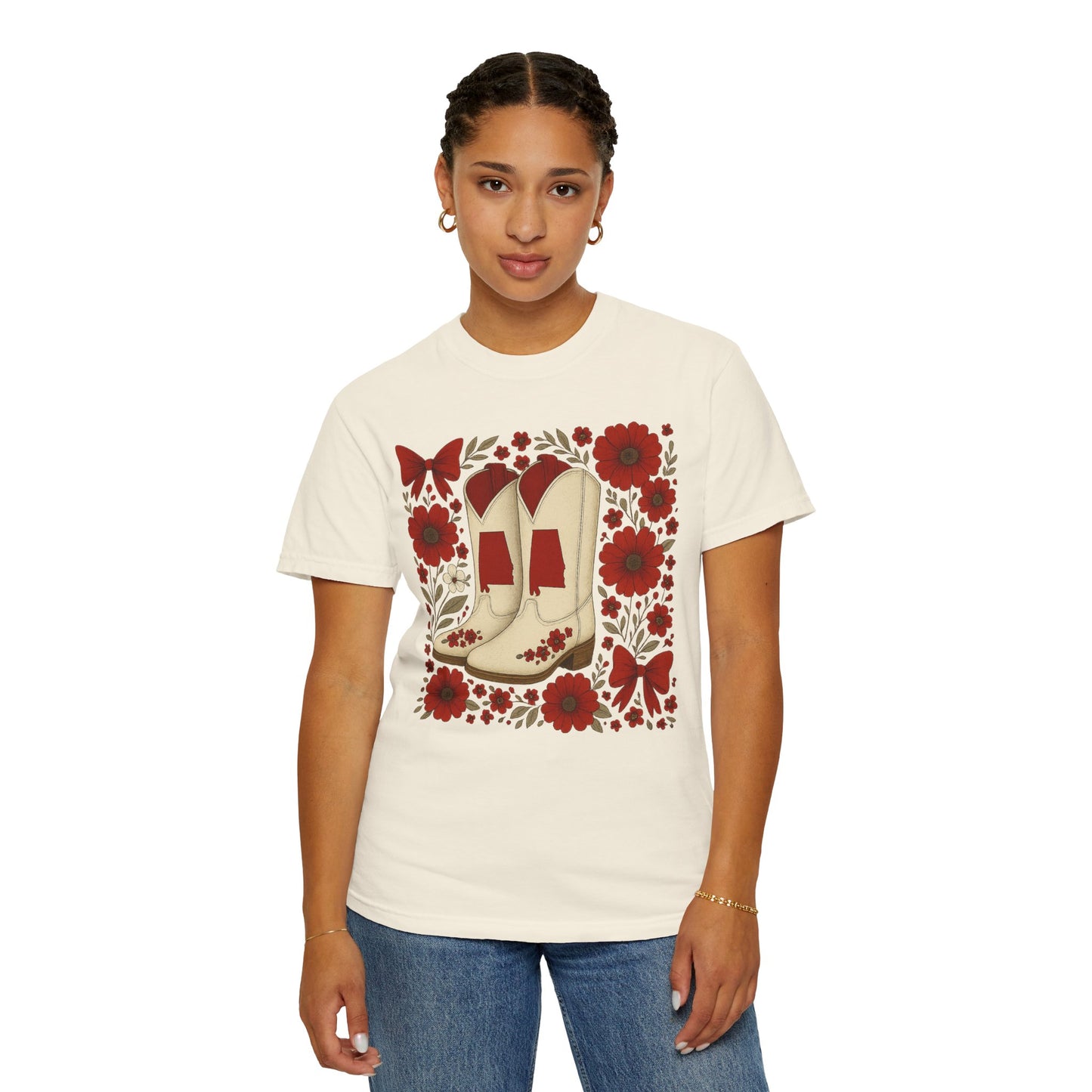 Vintage Cowboy Boots Floral Unisex T-shirt - Alabama Fan, Bama Game Day
