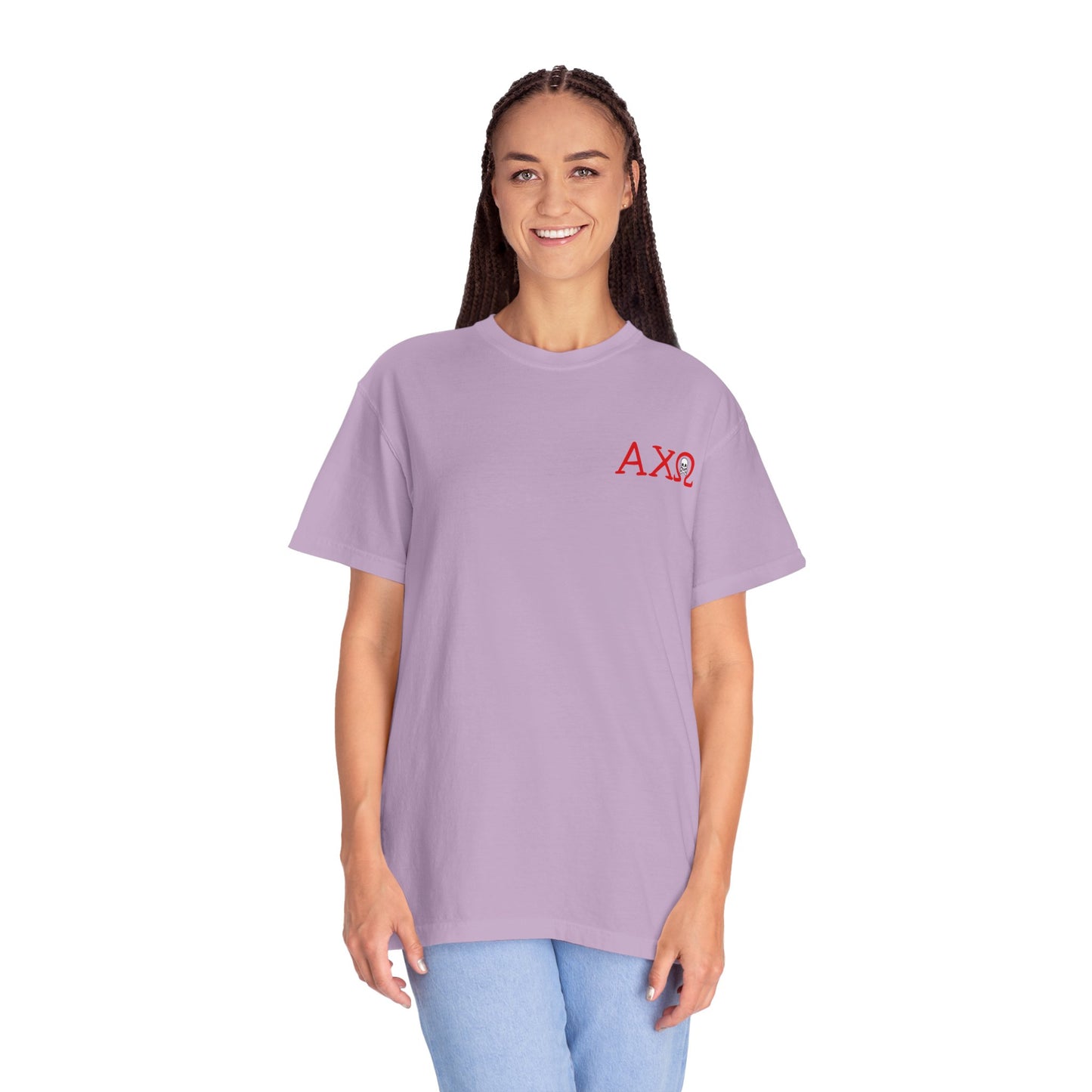 Alpha Chi Omega Garment-Dyed T-shirt, Unisex College Apparel, Sorority Shirt, Graduation Gift, Vintage Style Tee