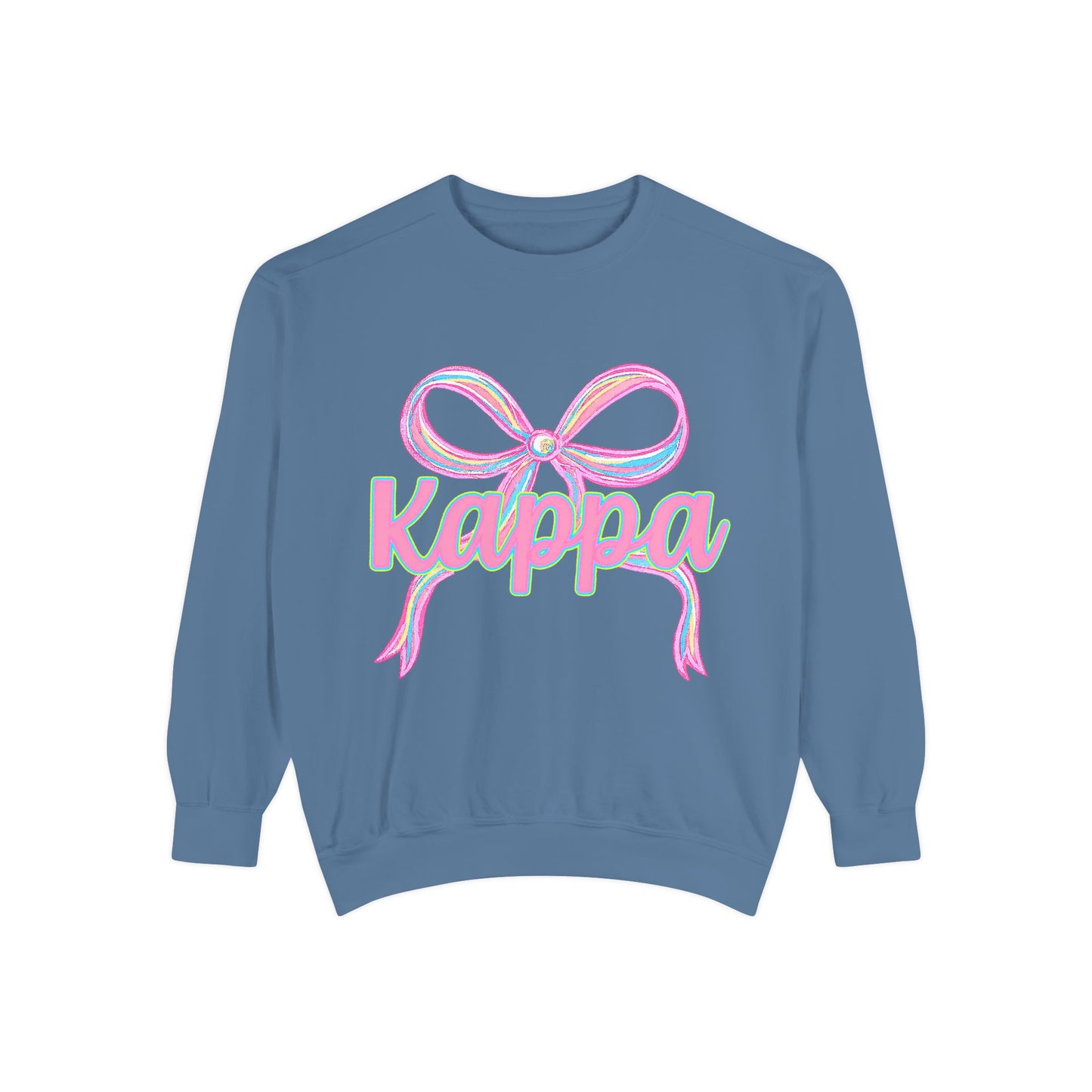 Kappa Bow Sweatshirt, Unisex Garment-Dyed Sweatshirt, Cozy Fashion, Fall Wardrobe, College Spirit, Gift Idea, Trendy Apparel