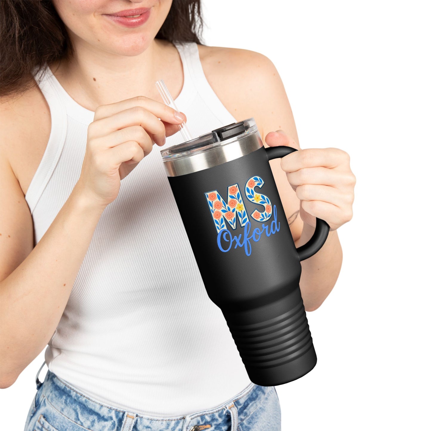 Floral Insulated Travel Mug-40 oz., Oxford, MS Design