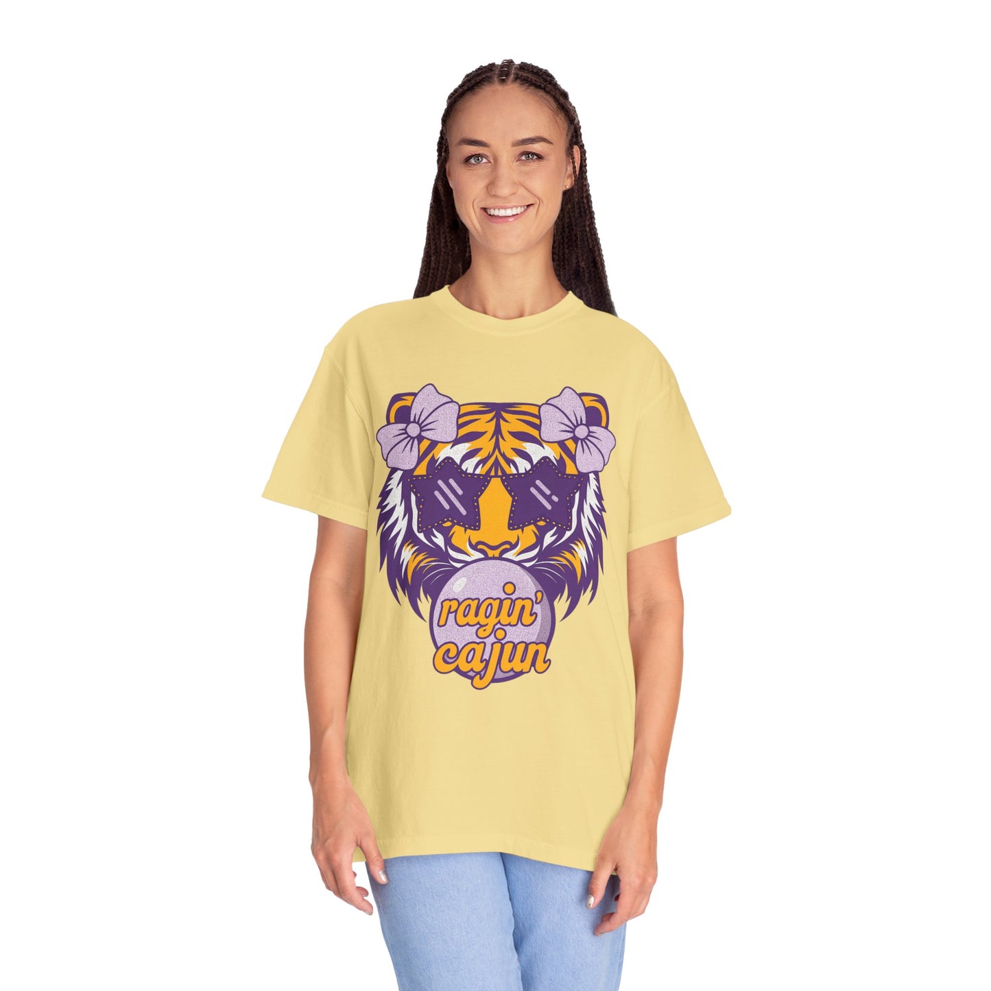 Ragin Cajun Bow Bubble Tiger T-Shirt - Casual Wear and Gift for Animal Lovers