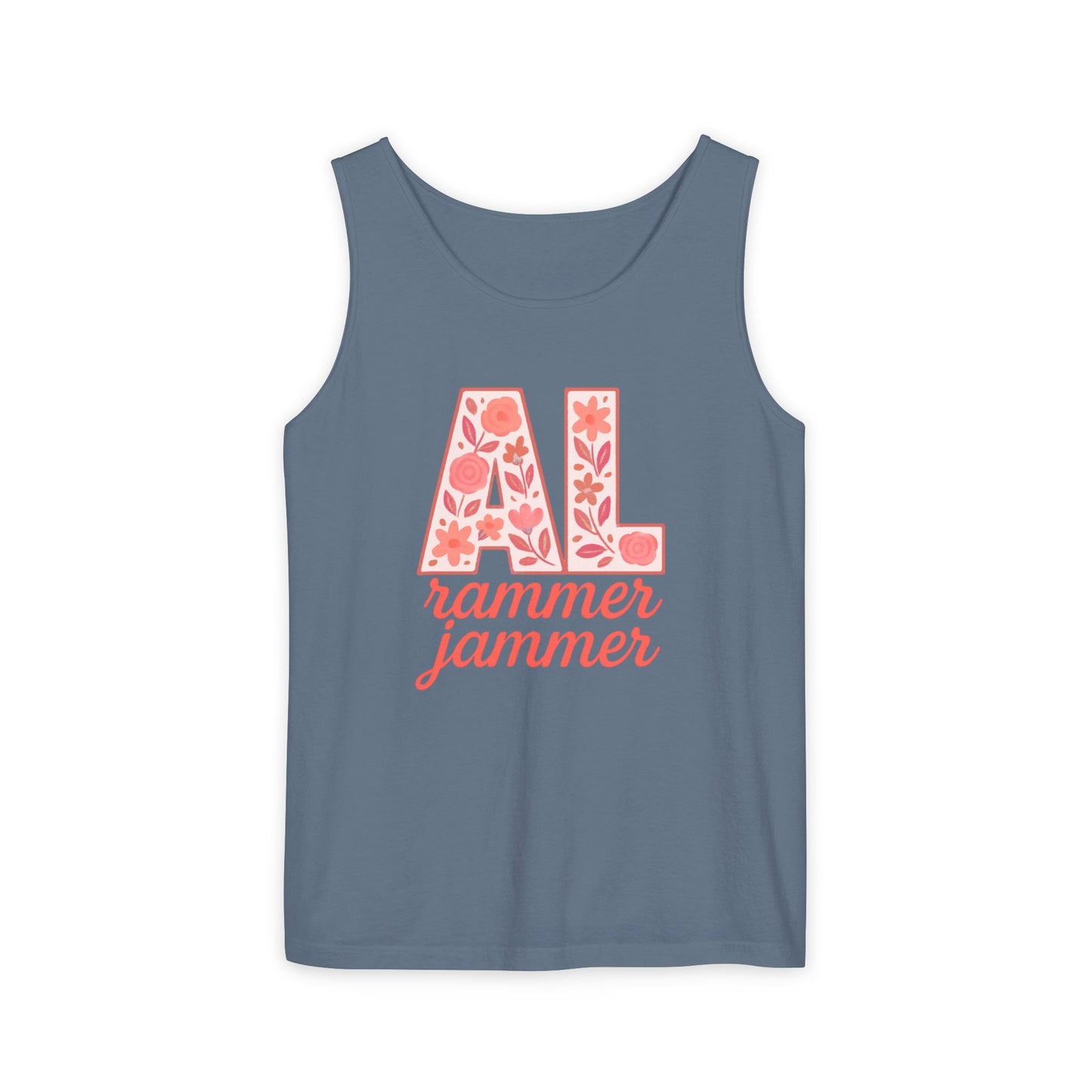 Floral Alabama Rammer Jammer Tank Top, Summer Tee, College Apparel, Game Day Shirt, Unisex Summer Clothing, Southern Style Top, Comfort Colors, Graduation Gift