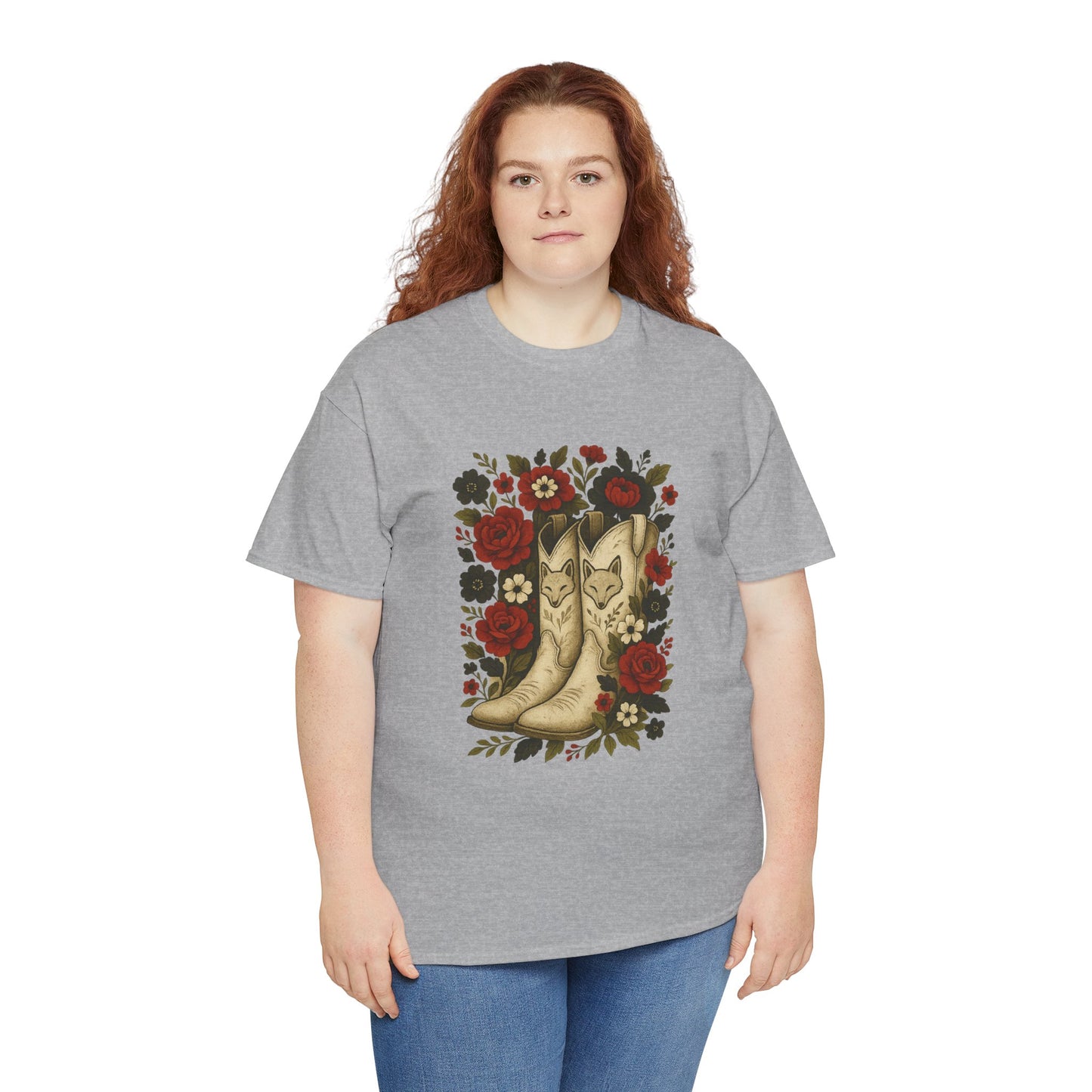 AR State Red Wolves Vintage Floral Cowboy Boots Tee