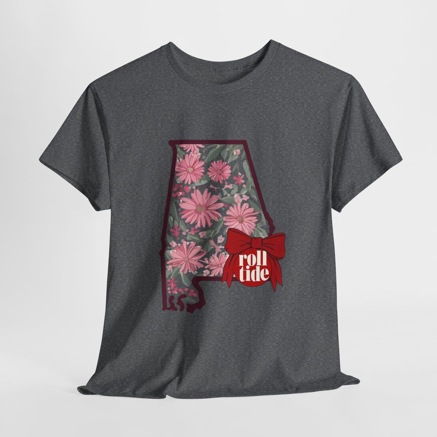 Floral Alabama Tee - Roll Tide Unisex Heavy Cotton T-Shirt, Casual Wear, Game Day Outfit, College Apparel, Southern Pride