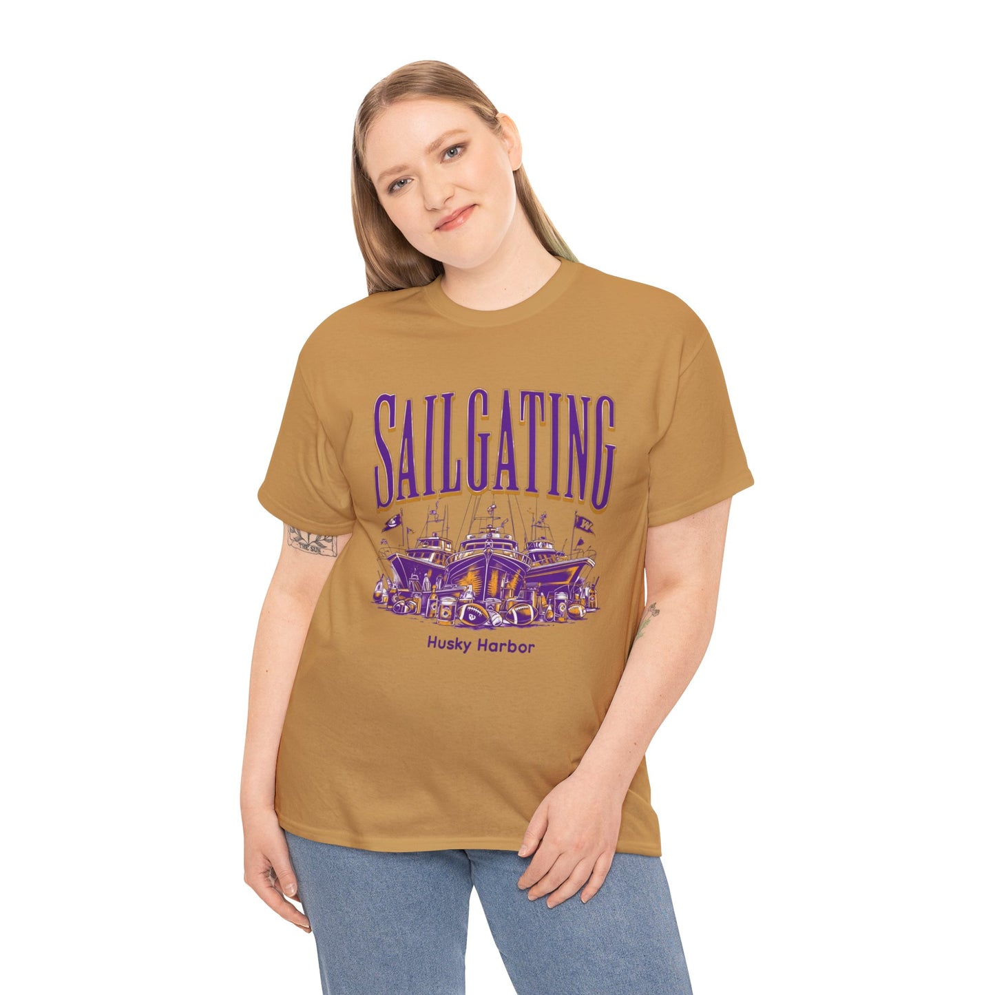 Sailgating Tee - Washington Huskies Unisex Heavy Cotton Shirt