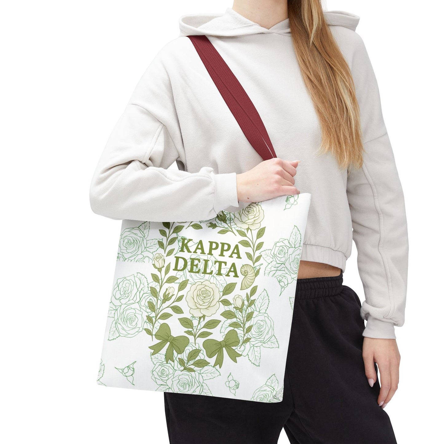 Elegant Kappa Delta Tote Bag, Floral AOP Design, Sorority Bag, Gift for Sisters, Eco-Friendly Shopping Bag