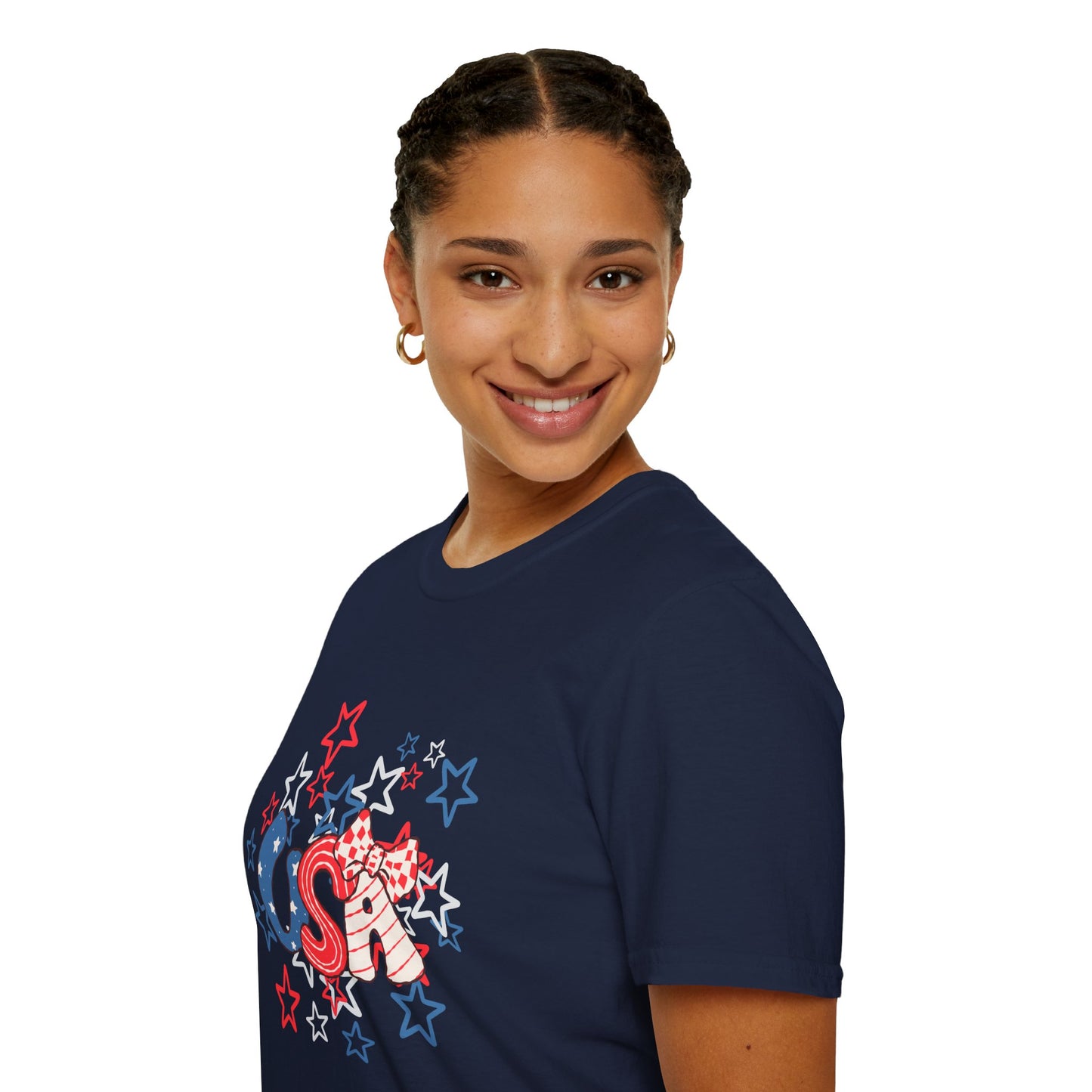 Patriotic Unisex T-Shirt for Independence Day, July 4th Celebration, Star-Patterned Tee, USA Graphic Top, Casual American Apparel