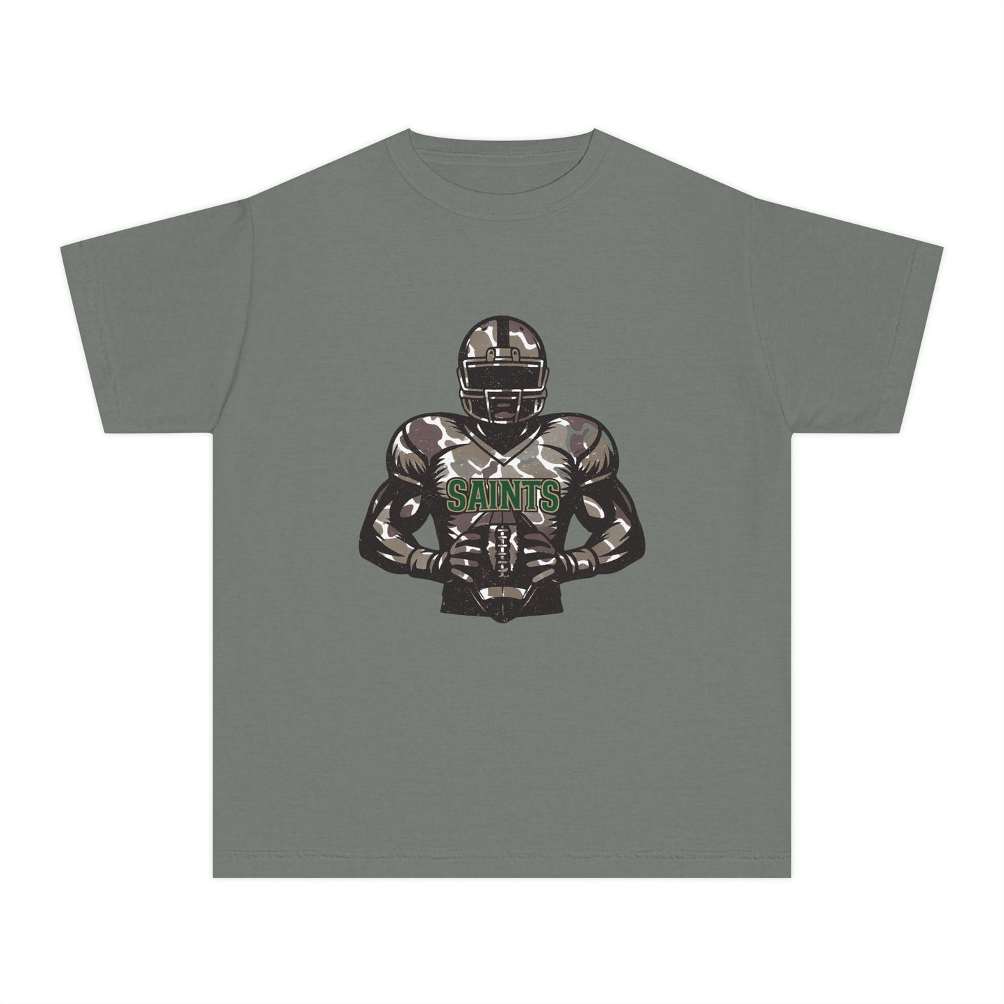 Youth Football Tee - Camouflage Print, Casual Sportswear, Game Day Apparel