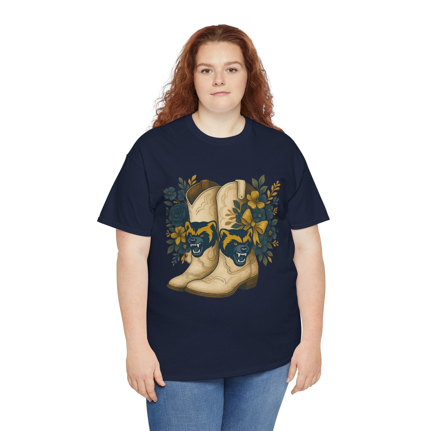 Graphic Tee - Michigan Wolverines Maize and Blue Country Chic Floral Cowboy Boots Vintage Style Shirt