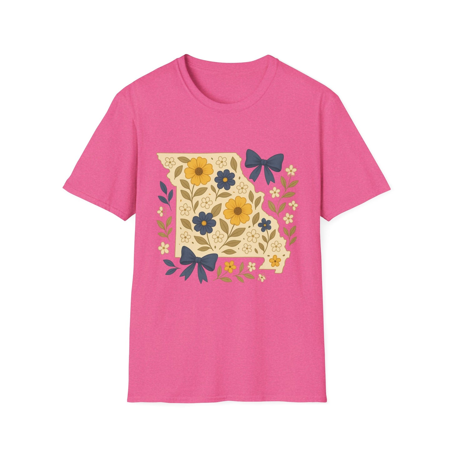 Missouri Floral Unisex T-Shirt, Softstyle Tee, Gift for Her, Spring Fashion, Casual Wear, Personalized Shirt, Eco-Friendly Apparel