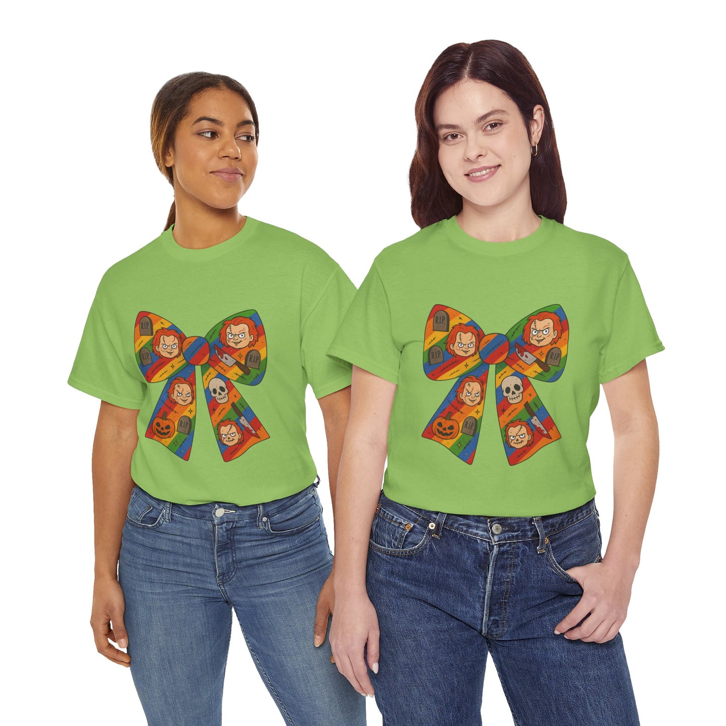 Colorful Halloween Bow Tee, Fun Costume T-Shirt, Halloween Party Shirt, Unisex Graphic Tee, Cozy Everyday Wear, Unique Gift Idea