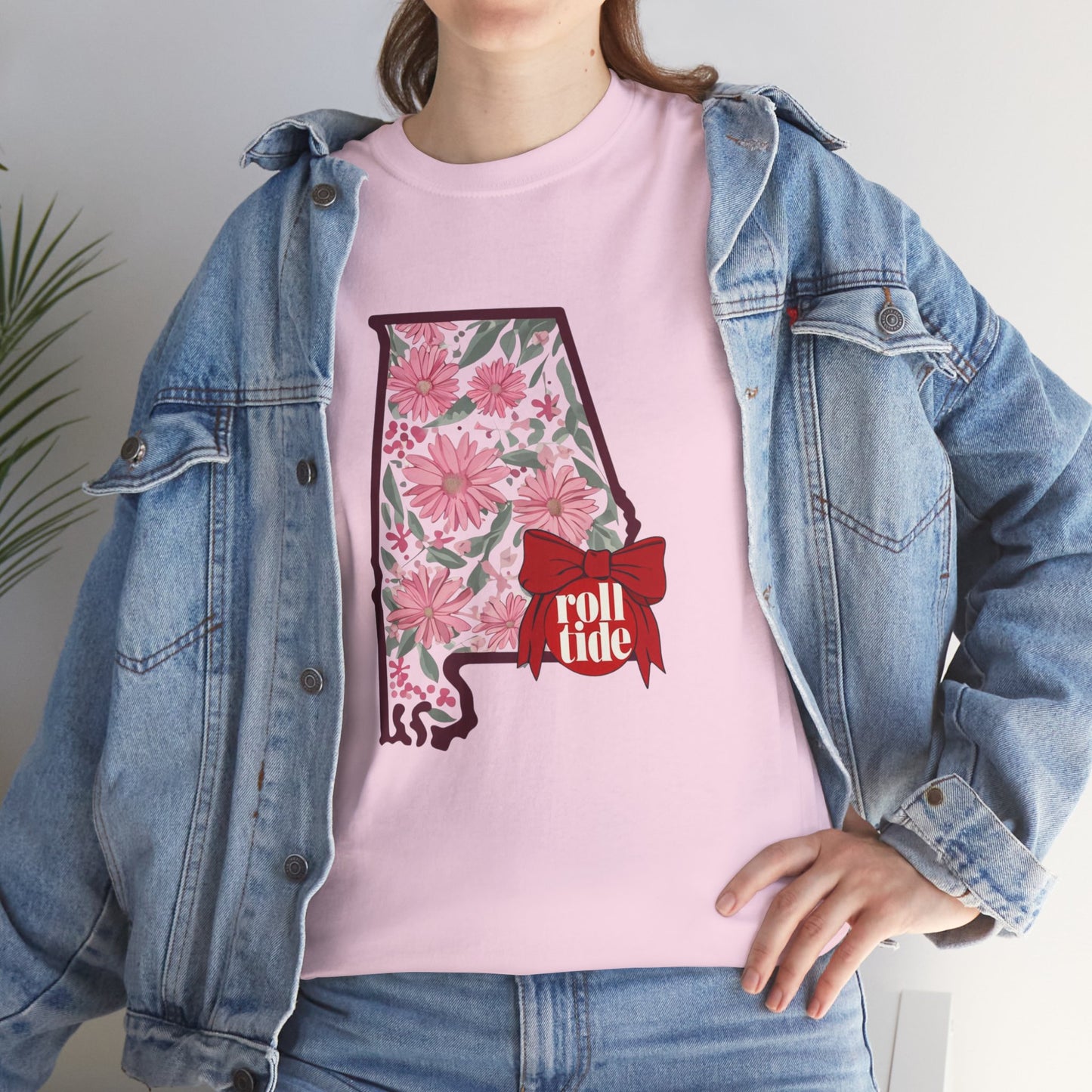 Floral Alabama Tee - Roll Tide Unisex Heavy Cotton T-Shirt, Casual Wear, Game Day Outfit, College Apparel, Southern Pride