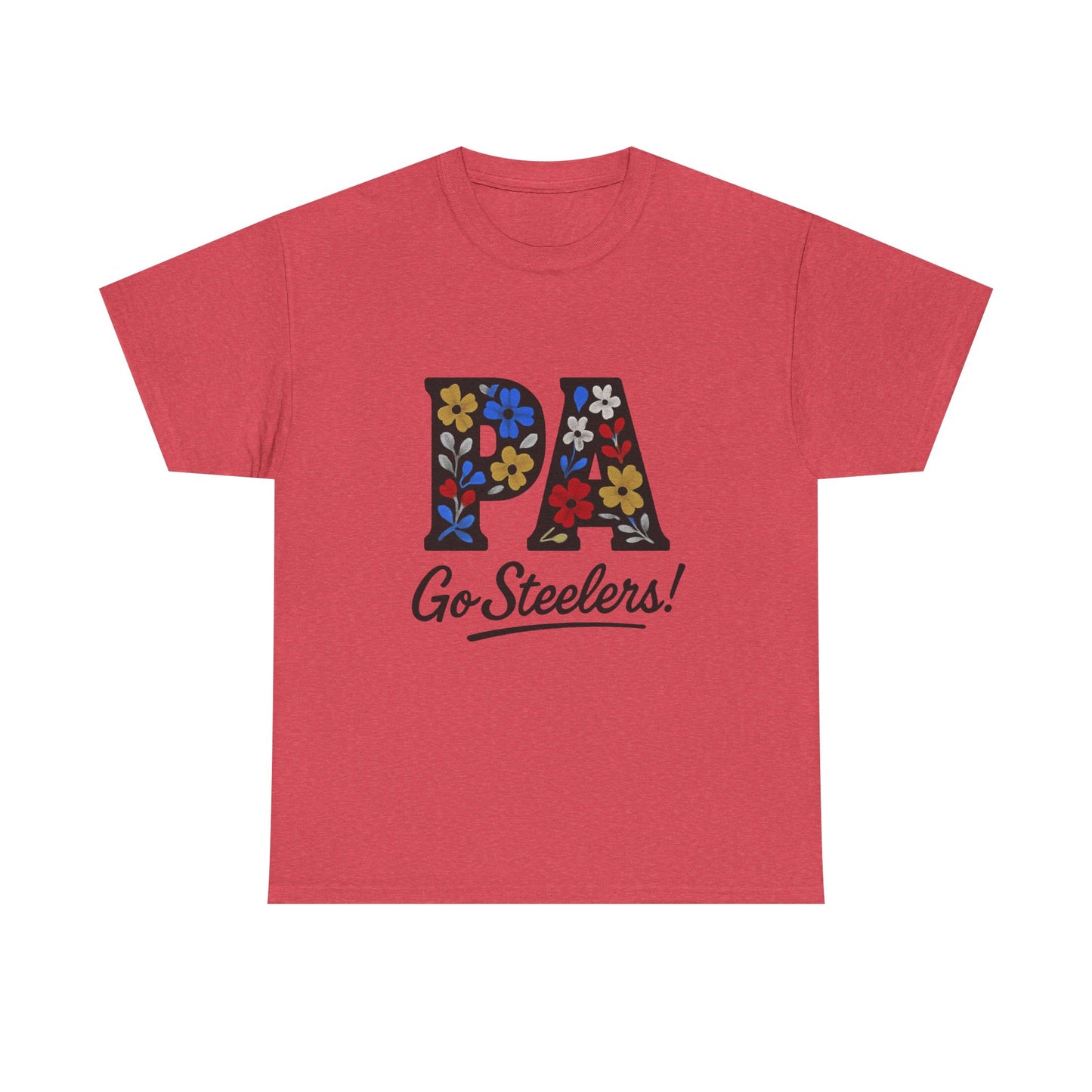 Sports Fan Tee - Floral PA Go Steelers Unisex Heavy Cotton Tee