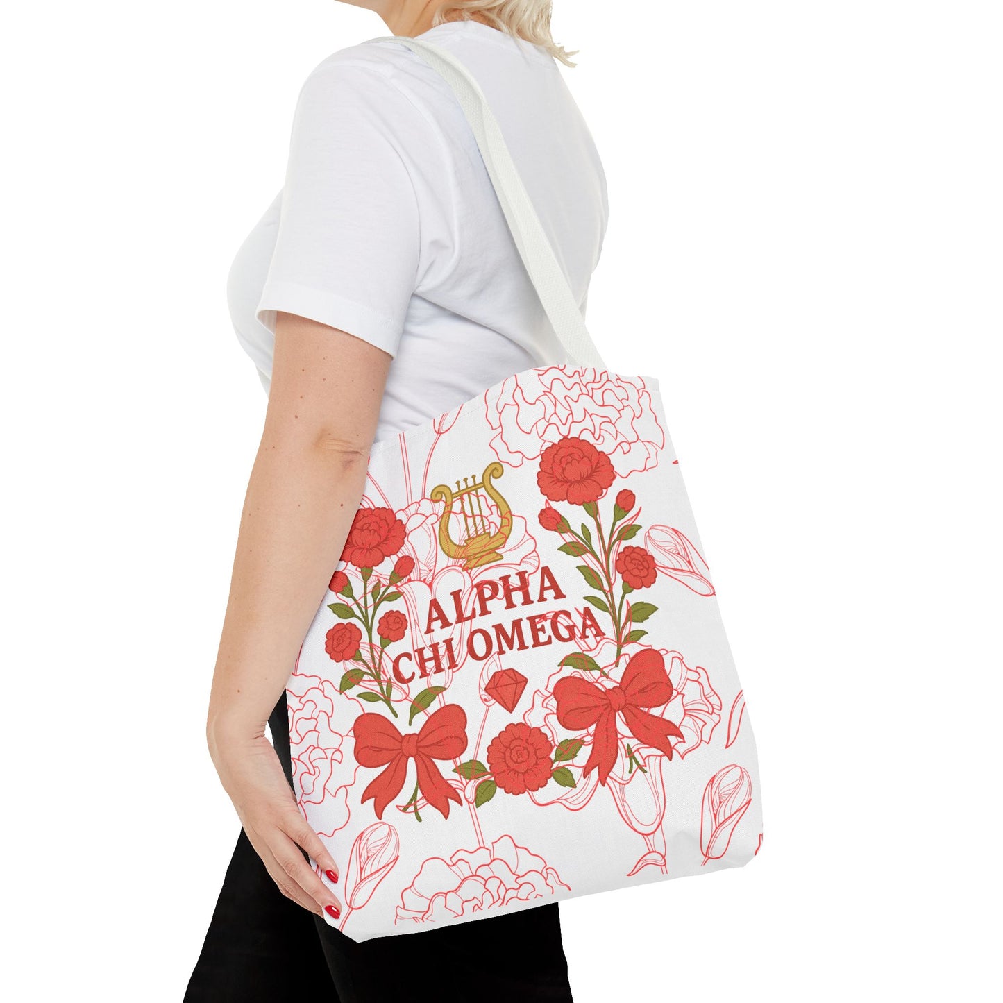 Floral Sorority Alpha Chi Omega Tote Bag, College Essentials, Gift for Sorority Sisters, Eco-Friendly Shopping Tote, Alpha Chi Omega Apparel