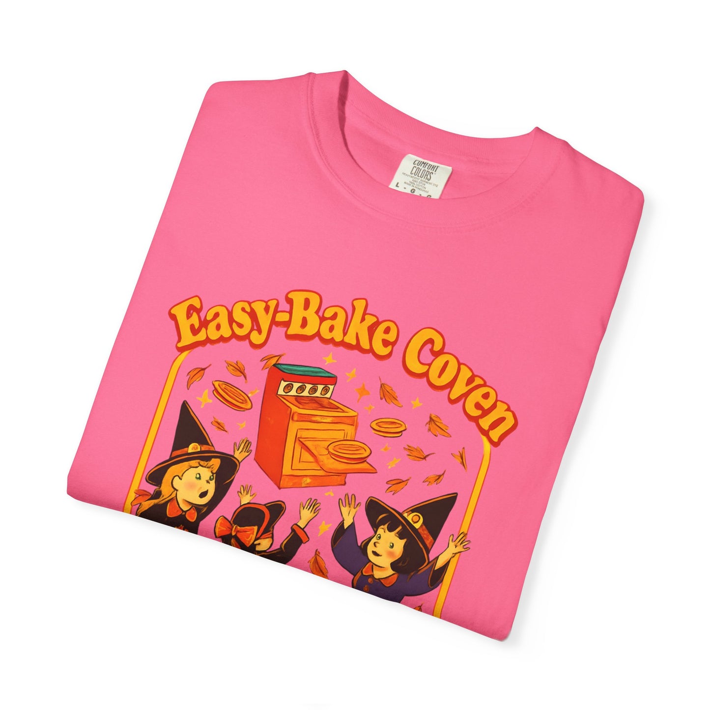 Halloween Witch T-Shirt, Unisex Garment-Dyed Shirt, Easy-Bake Coven Tee, Spooky Season Apparel, Cute Witch Design
