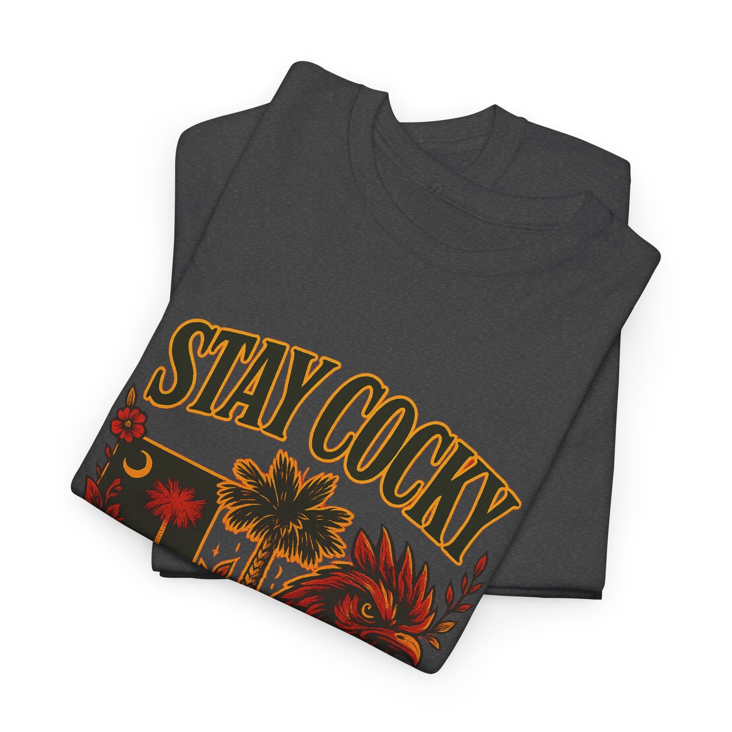 Stay Cocky Unisex Heavy Cotton Tee, Casual Graphic Tee, South Carolina Pride Shirt, Fun Vacation Wear, Perfect Gift for Gamecocks Fans