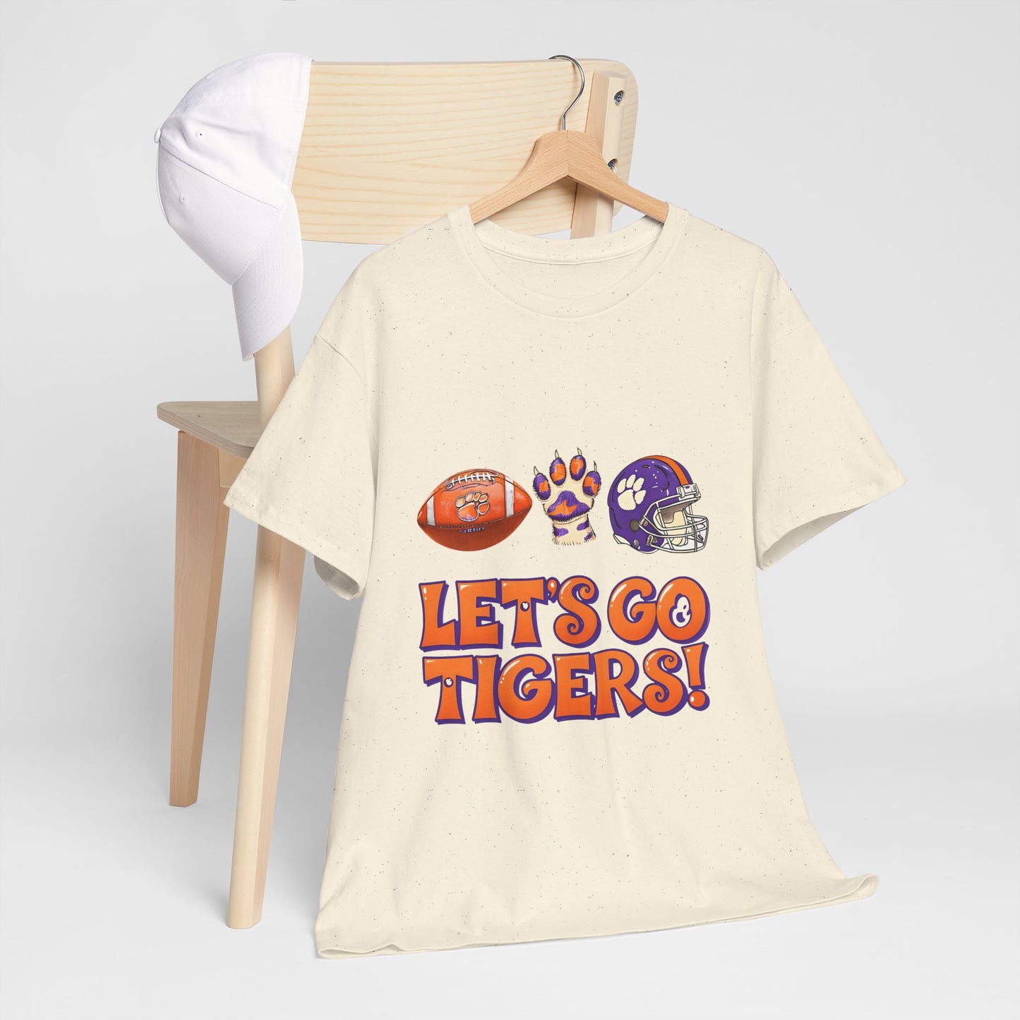 Unisex Heavy Cotton Tee - Let's Go Tigers! Sports Fan Tee, Game Day Shirt, Tailgate Apparel, Team Pride Top, College Football Gear