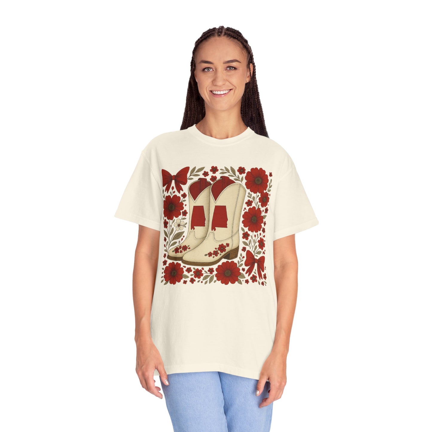 Vintage Cowboy Boots Floral Unisex T-shirt - Alabama Fan, Bama Game Day