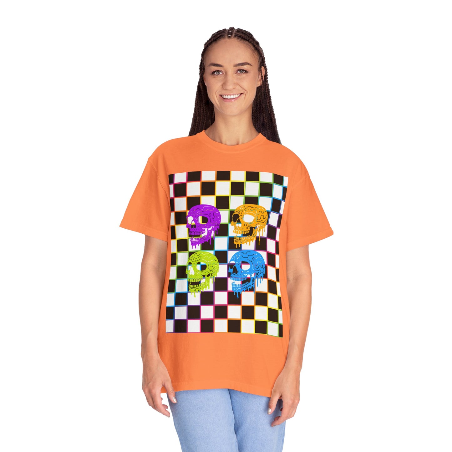 Vibrant Skull Graphic T-Shirt, Unisex Tee, Halloween Outfit, Alternative Fashion, Festival Wear, Casual Street Style