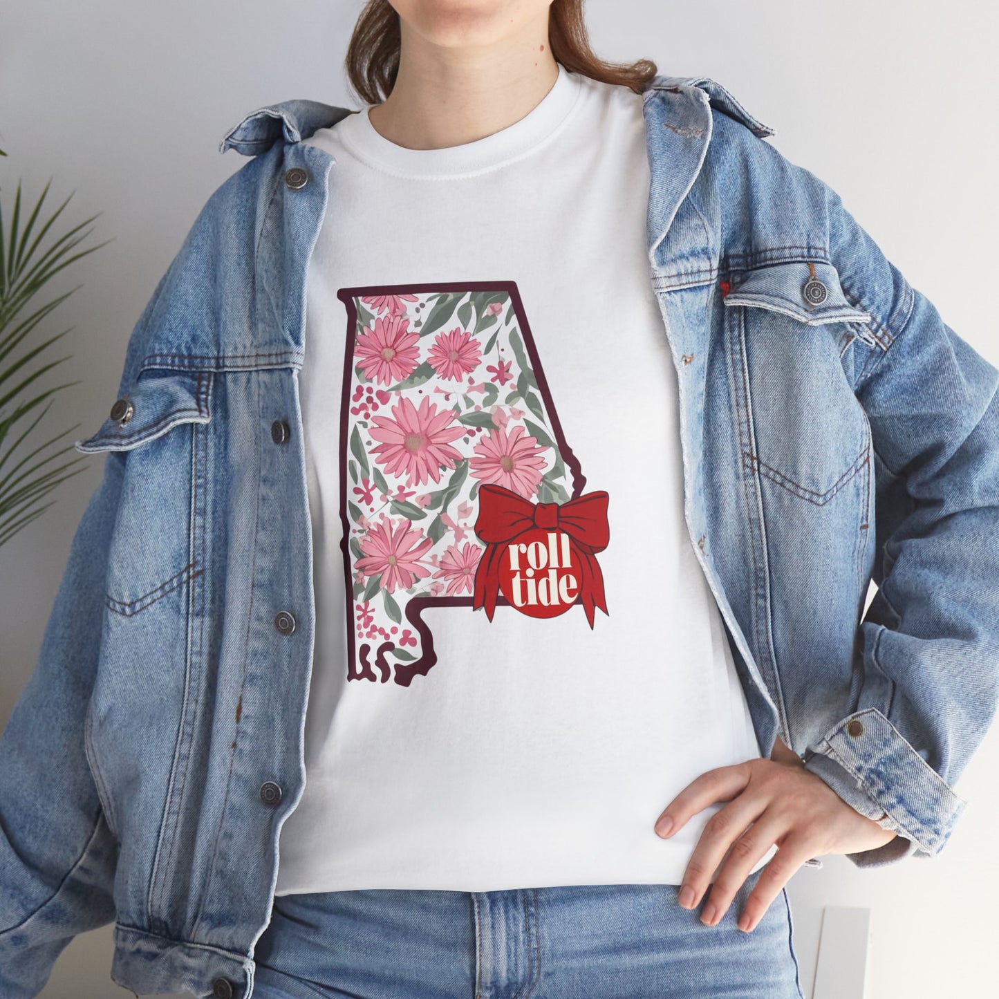 Floral Alabama Tee - Roll Tide Unisex Heavy Cotton T-Shirt, Casual Wear, Game Day Outfit, College Apparel, Southern Pride