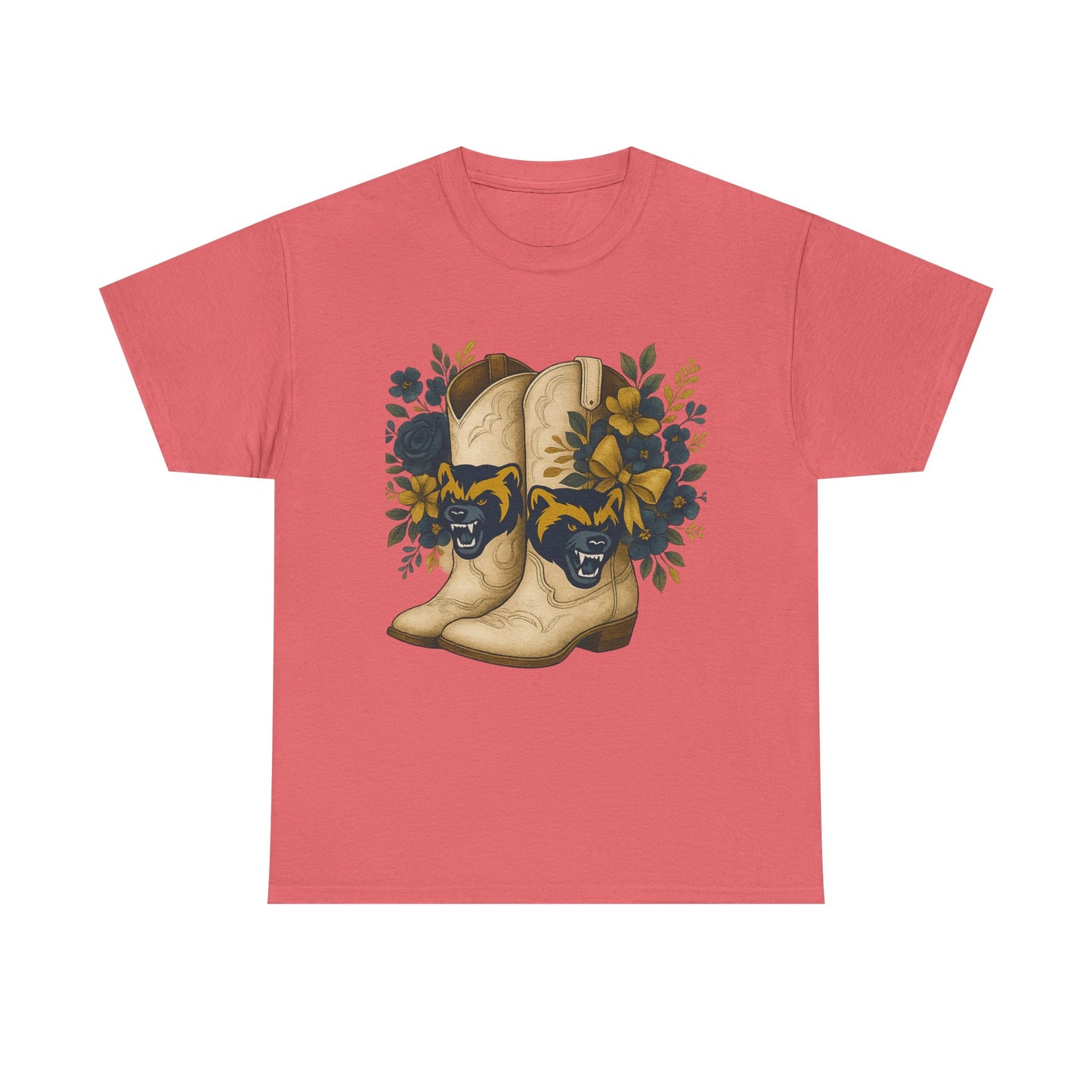 Graphic Tee - Michigan Wolverines Maize and Blue Country Chic Floral Cowboy Boots Vintage Style Shirt