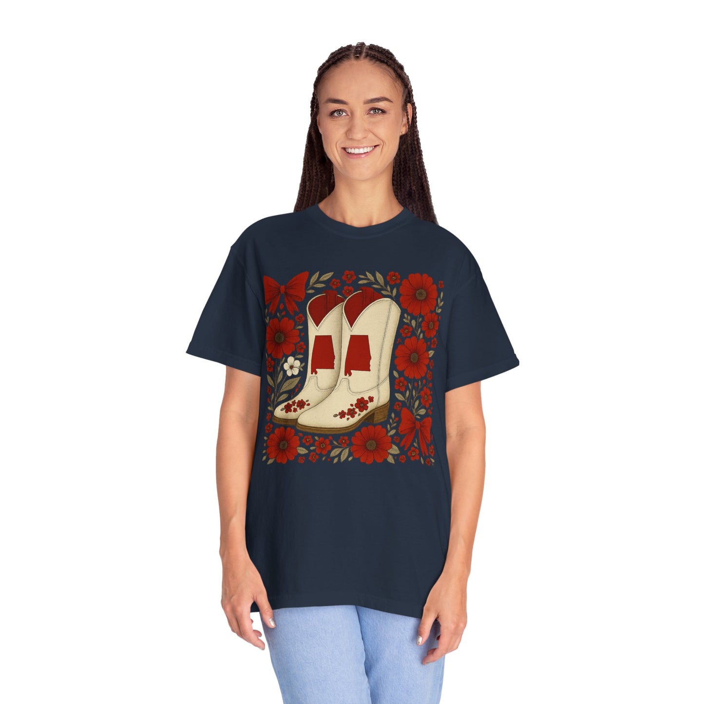 Vintage Cowboy Boots Floral Unisex T-shirt - Alabama Fan, Bama Game Day