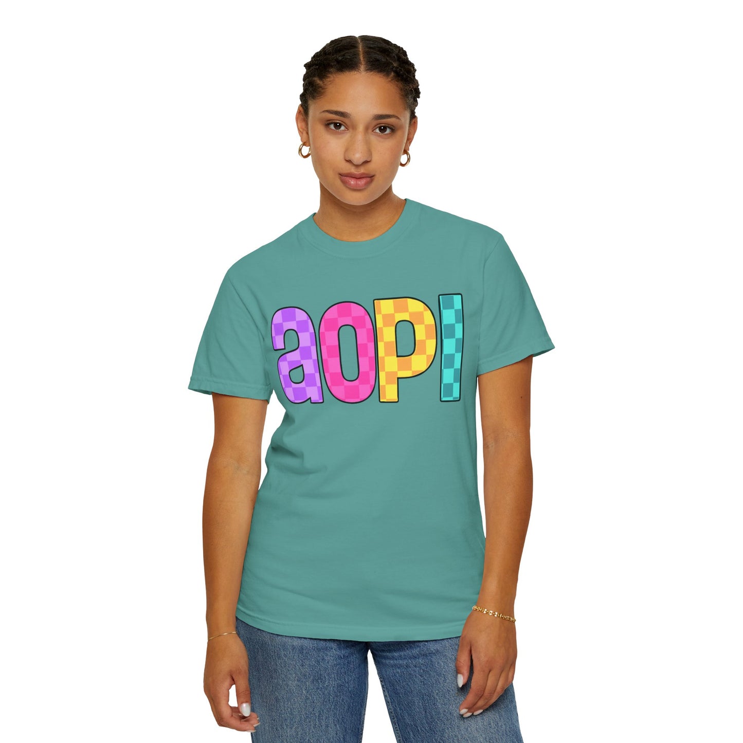 Colorful Graphic Tee - Trendy Unisex Garment-Dyed T-shirt for Casual Summer Wear and AOPI Spirit Gift