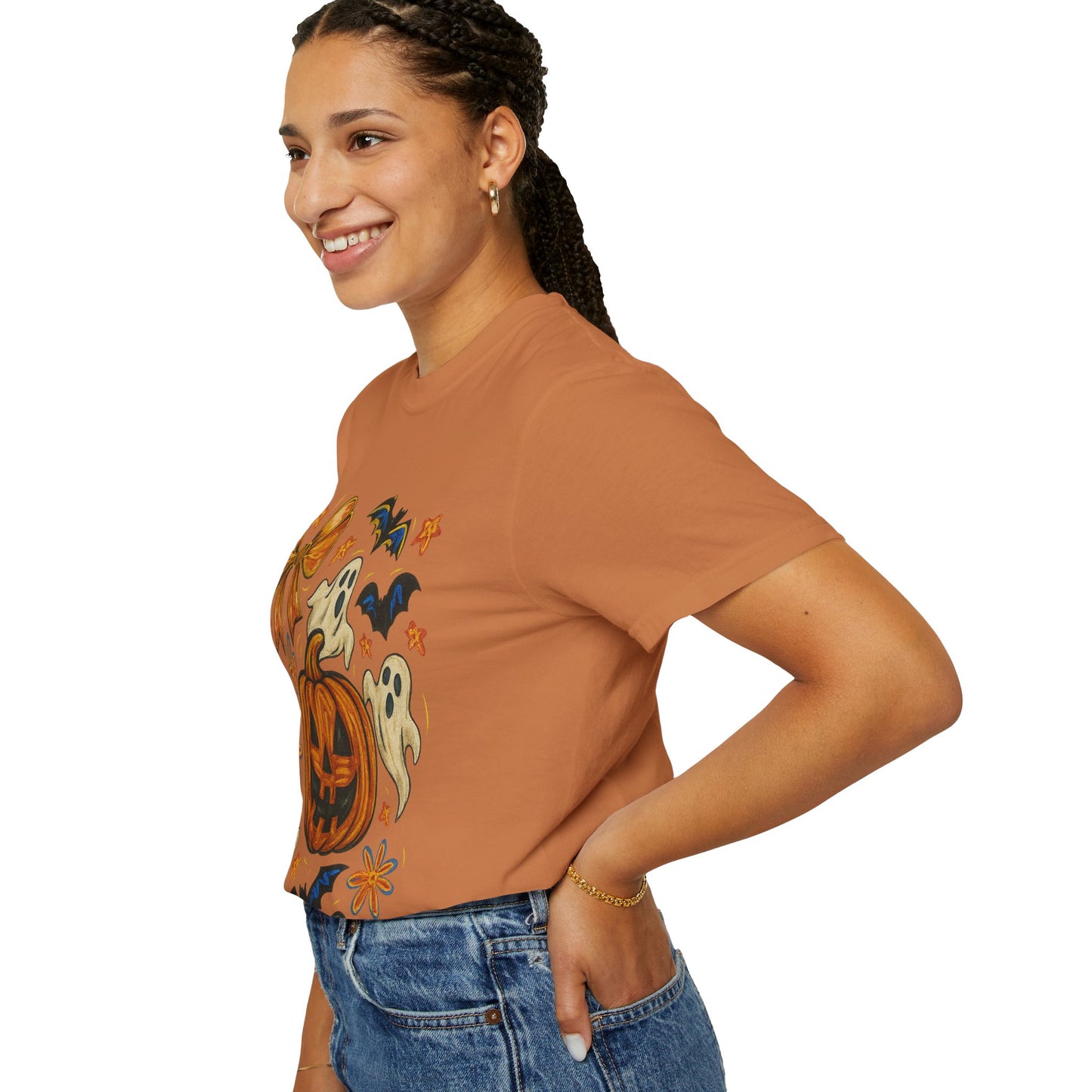 Halloween Ghost & Pumpkin T-shirt, Spooky Season Shirt, Fall Tee, Unisex Halloween Apparel, Ghostly Graphic Tee, Pumpkin Graphic Shirt