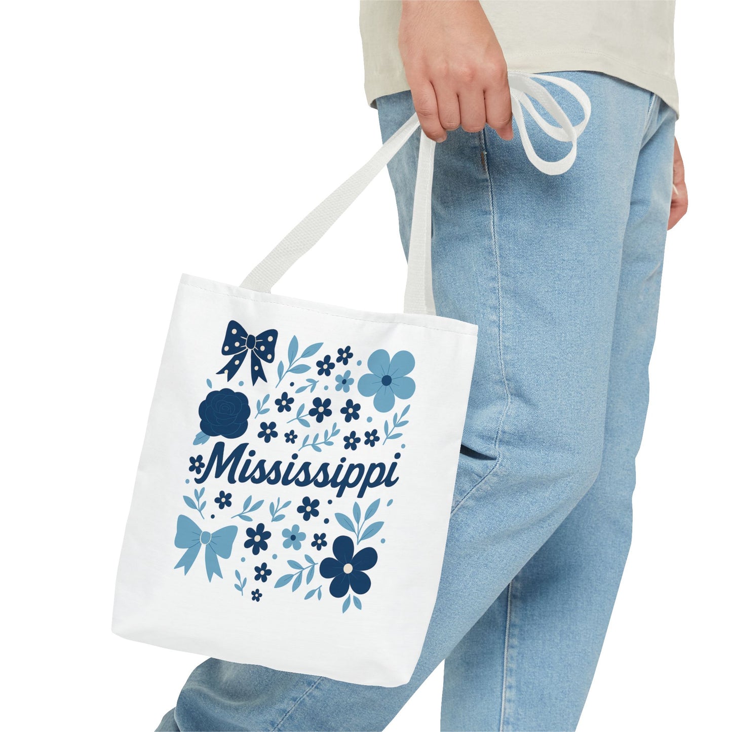 Floral Mississippi Tote Bag | Eco-Friendly Shopping Bag, Beach Tote, Gift for Her, Travel Companion, Custom Flower Design